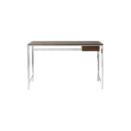 Biurko STUDIO zielony skórzany blat z orzechową ramą i aluminiową podstawą - Image 18