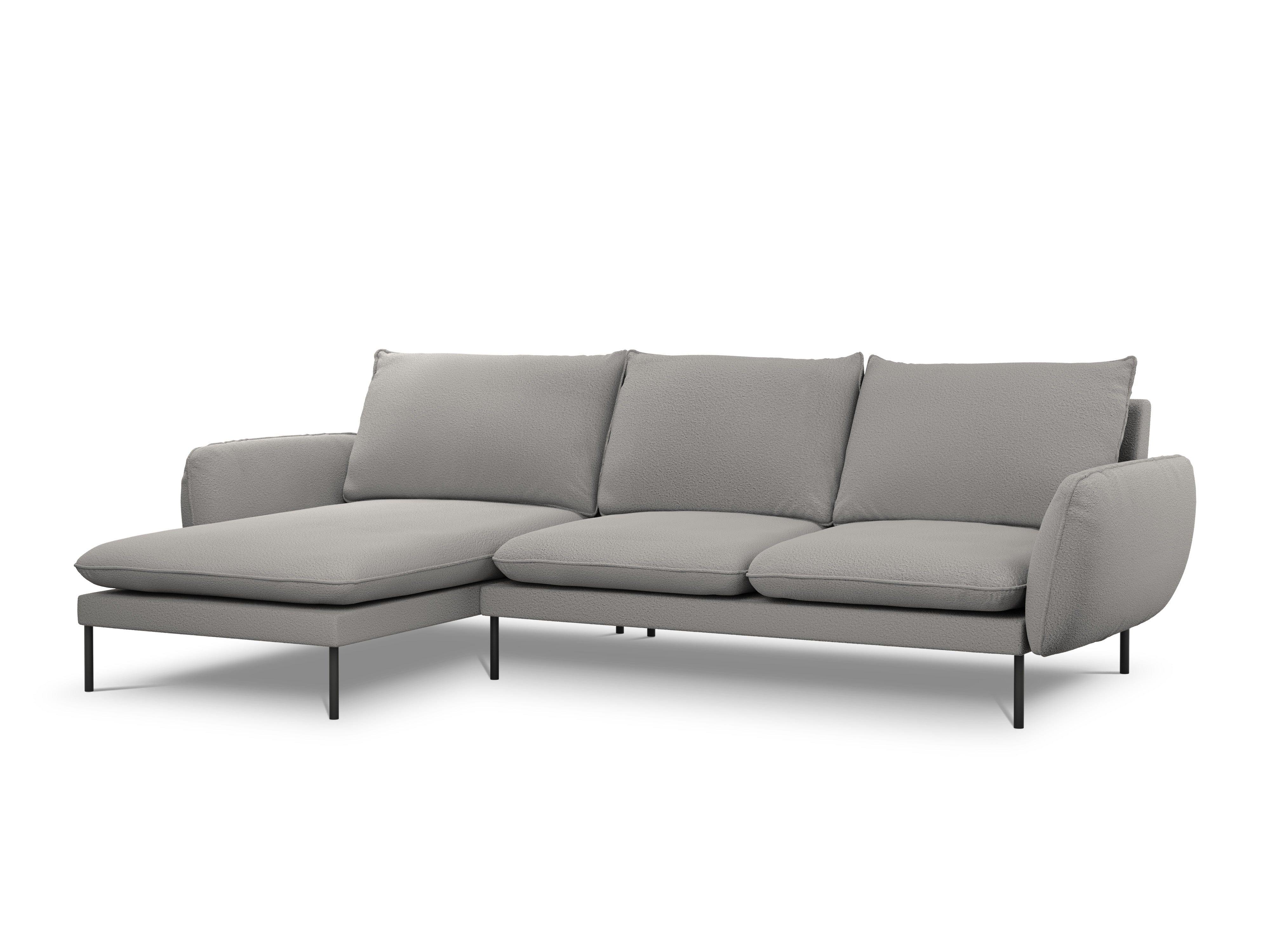 Narożnik lewostronny 5-osobowy VIENNA szary boucle z czarną podstawą - Image 3