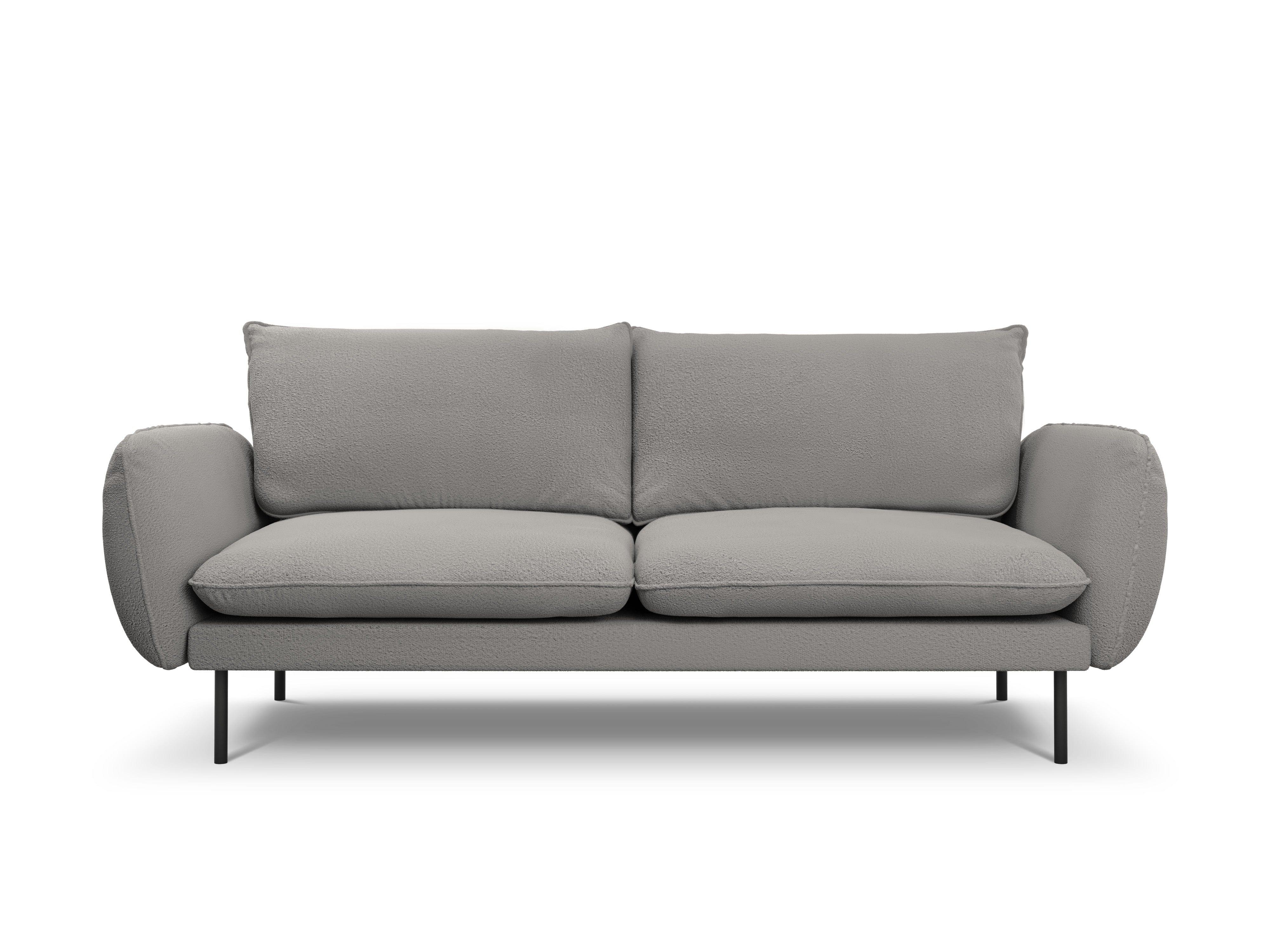 Sofa 3-osobowa VIENNA szary boucle z czarną podstawą - Image 3