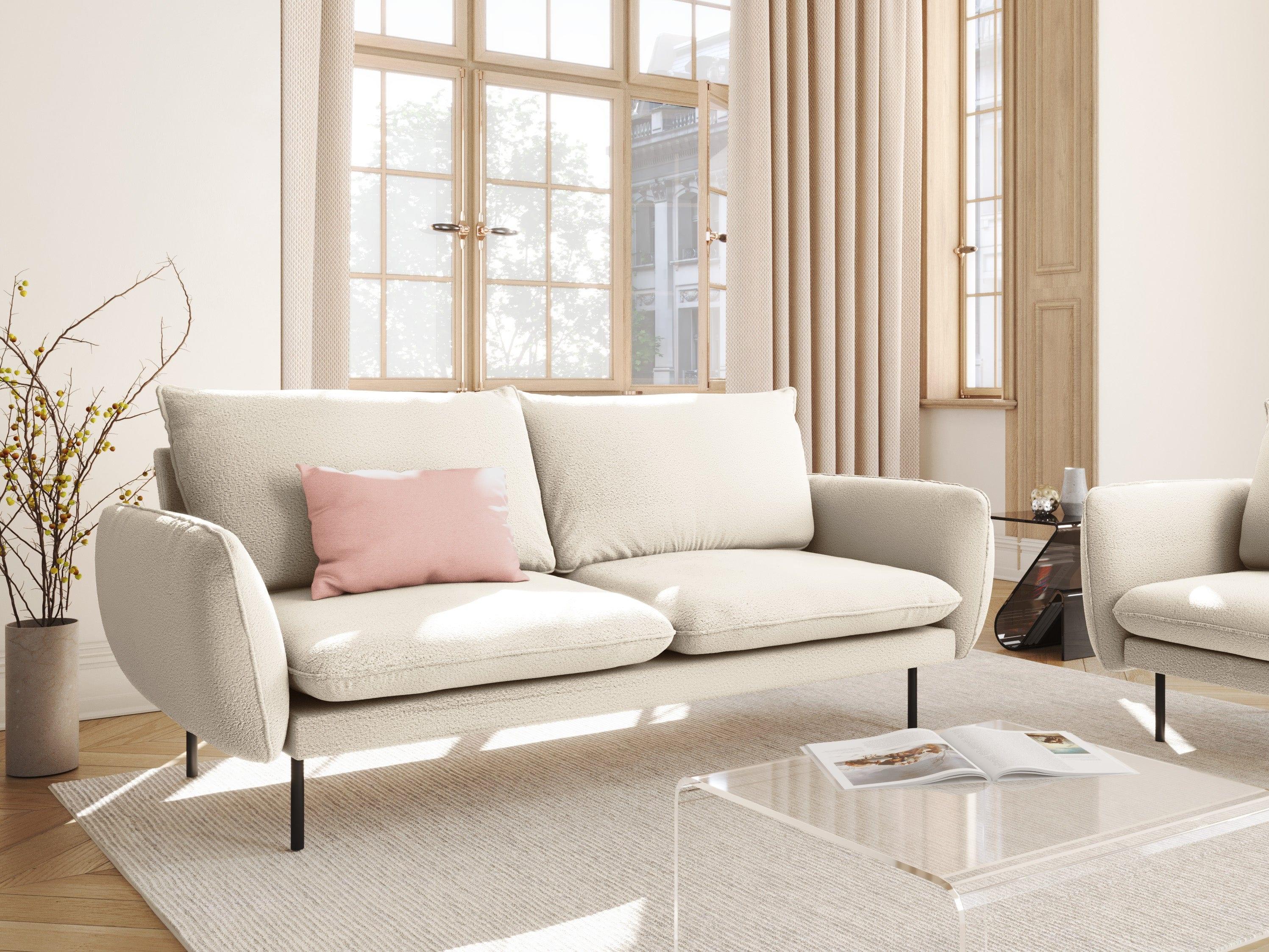 Sofa 3-osobowa VIENNA beżowy boucle z czarną podstawą - Image 2