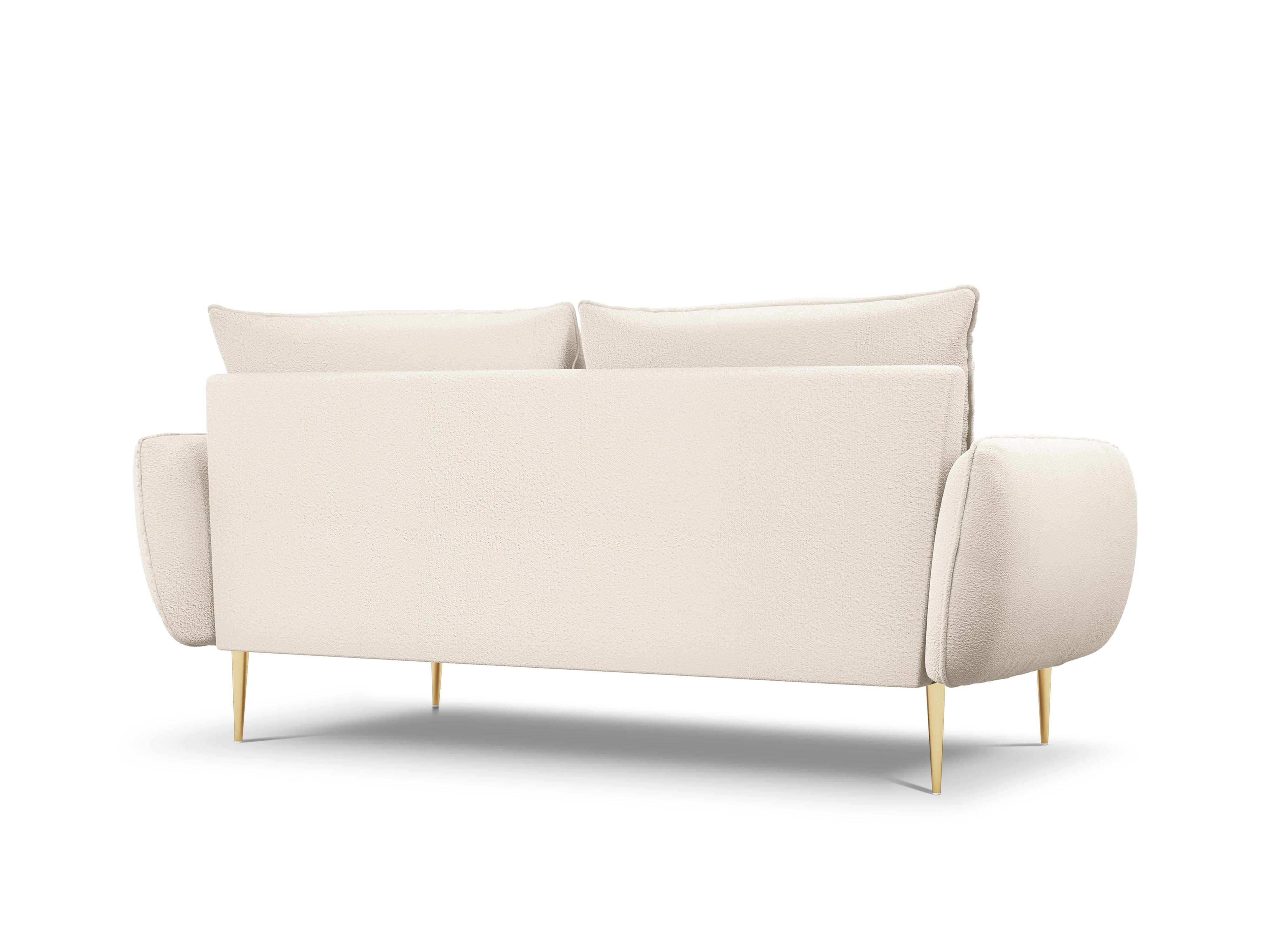 Sofa 3-osobowa VIENNA beżowy boucle ze złotą podstawą - Image 4