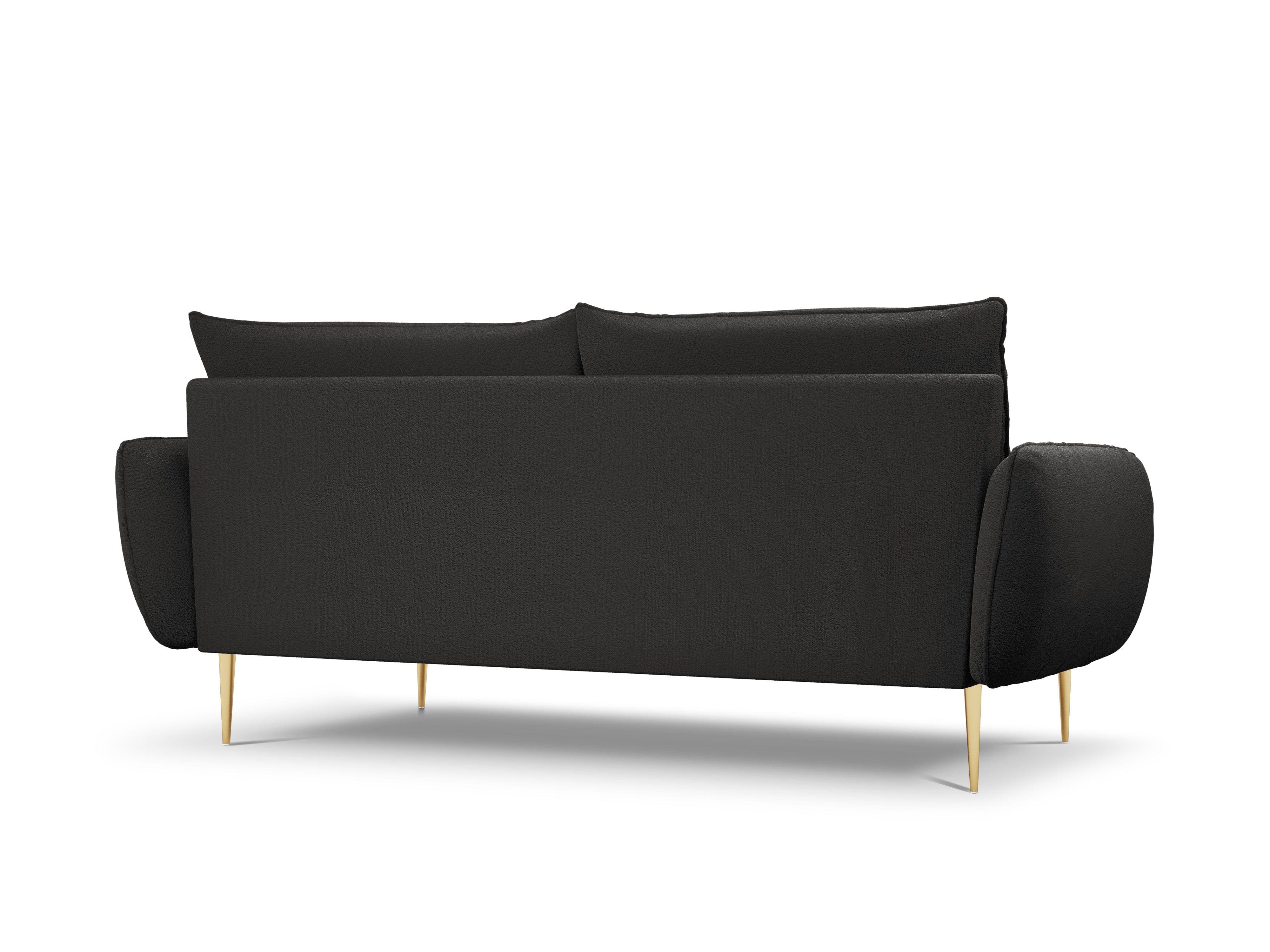 Sofa 4-osobowa VIENNA czarny boucle ze złotą podstawą - Image 4