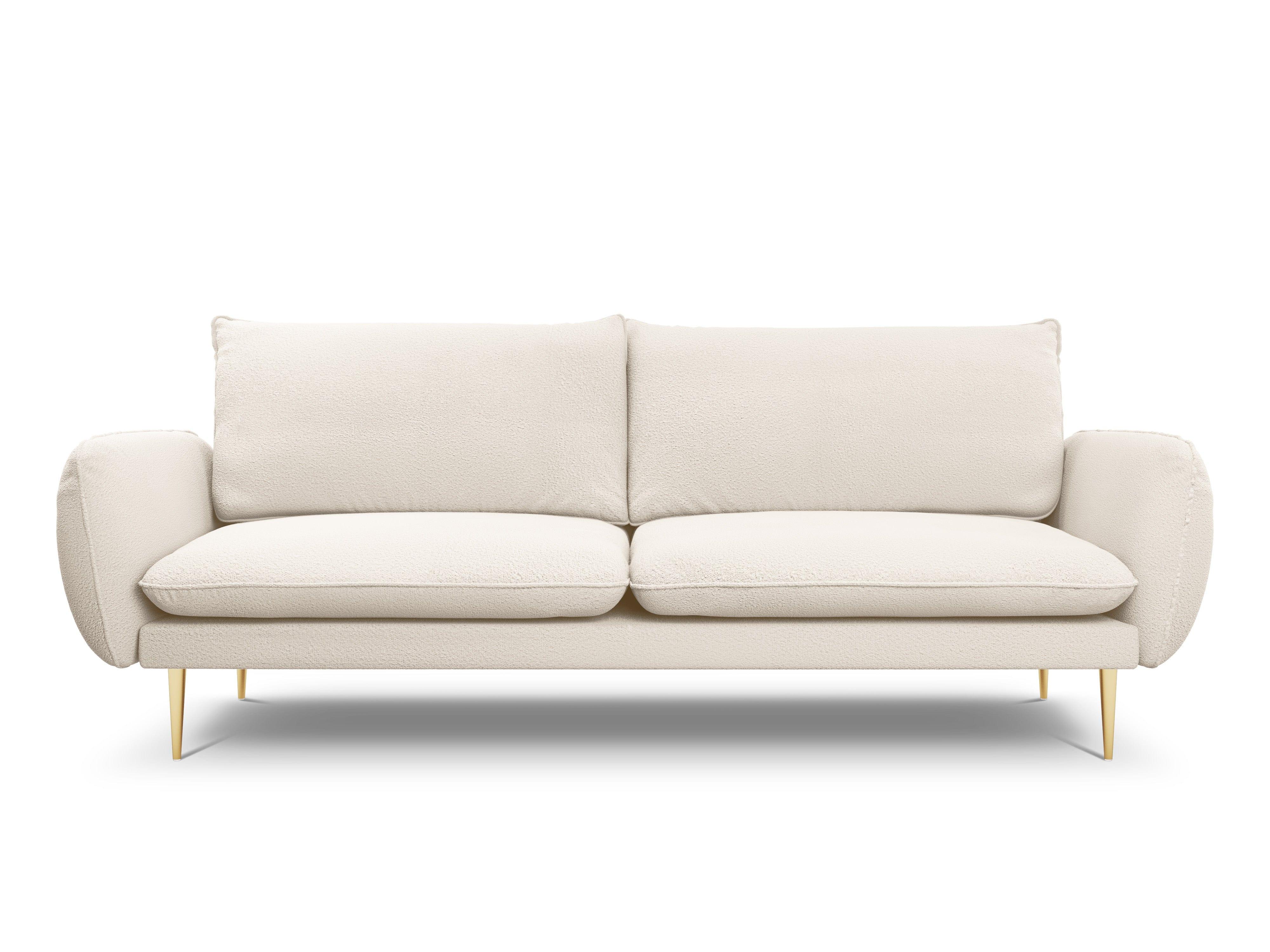 Sofa 4-osobowa VIENNA beżowy boucle ze złotą podstawą - Image 3