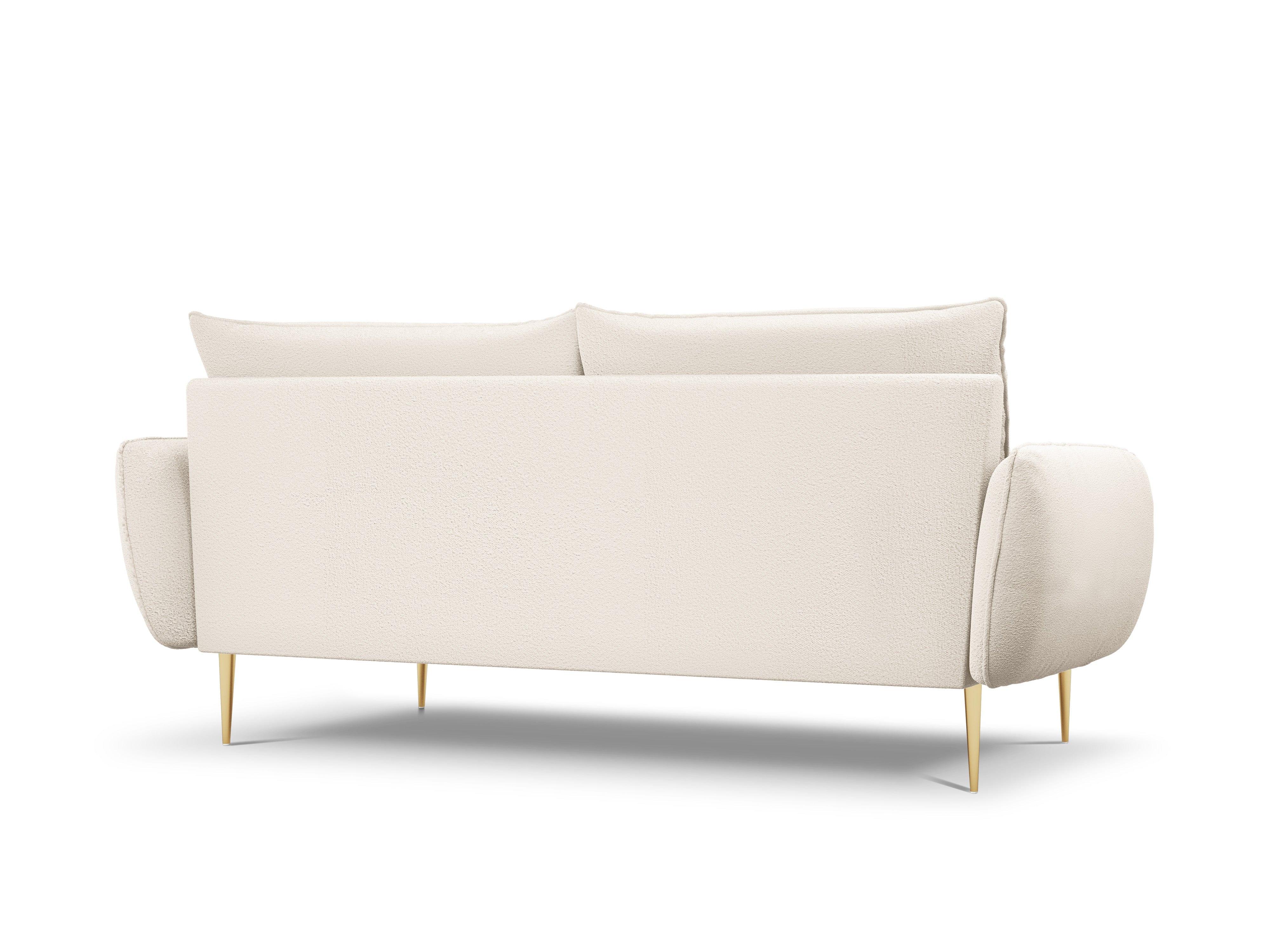 Sofa 4-osobowa VIENNA beżowy boucle ze złotą podstawą - Image 4