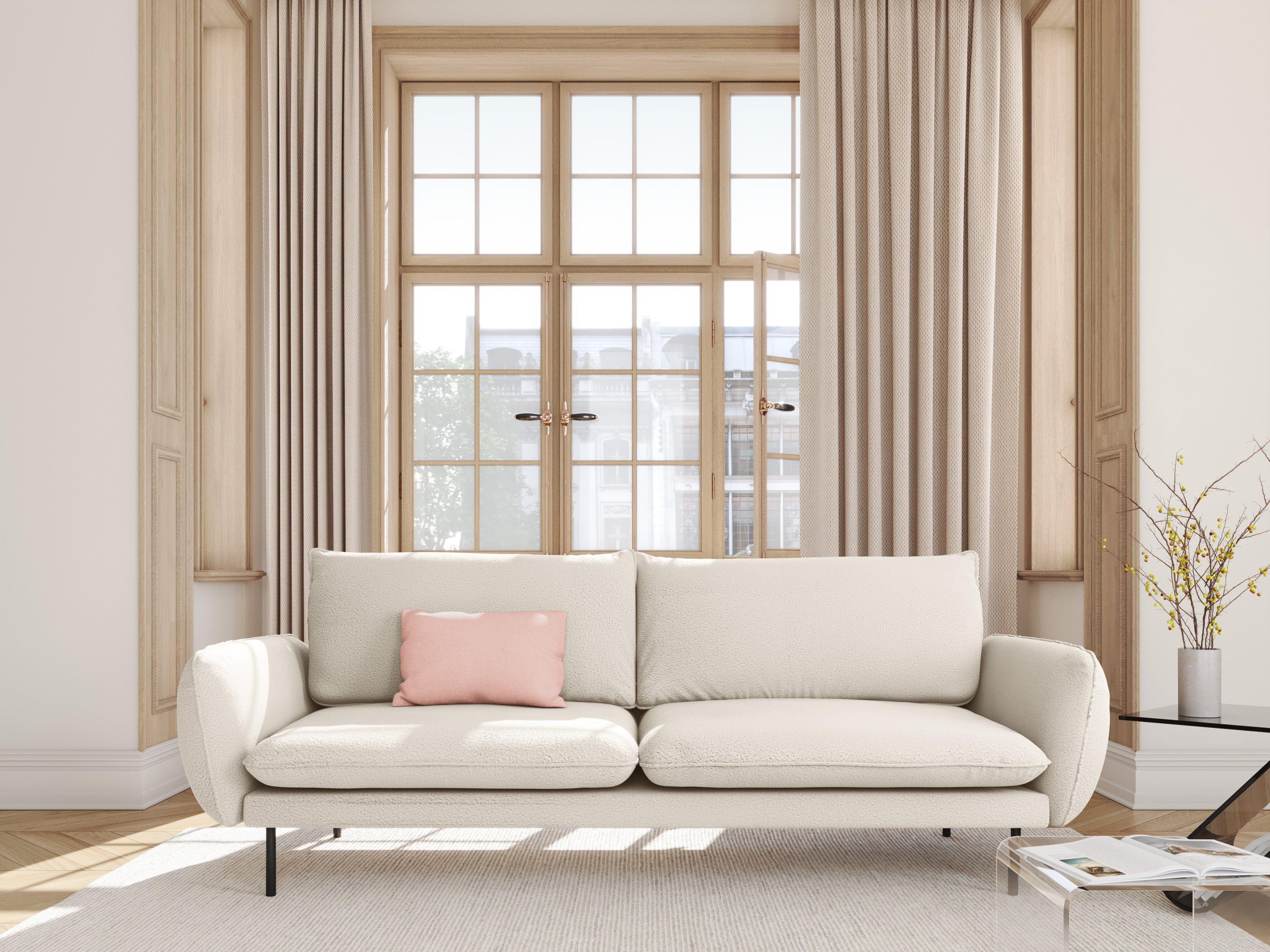 Sofa 4-osobowa VIENNA beżowy boucle z czarną podstawą - Image 2