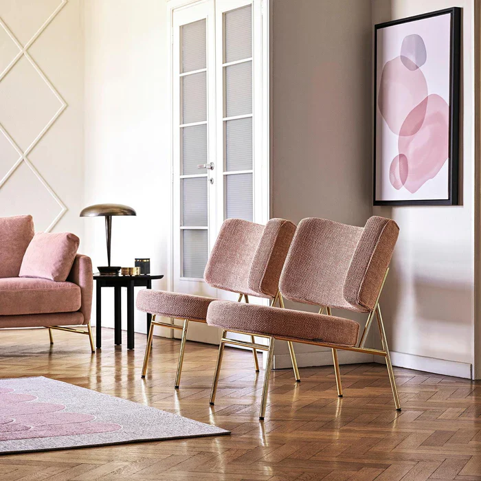 Fotel COCO tapicerowany ze złotą podstawą - Image 3