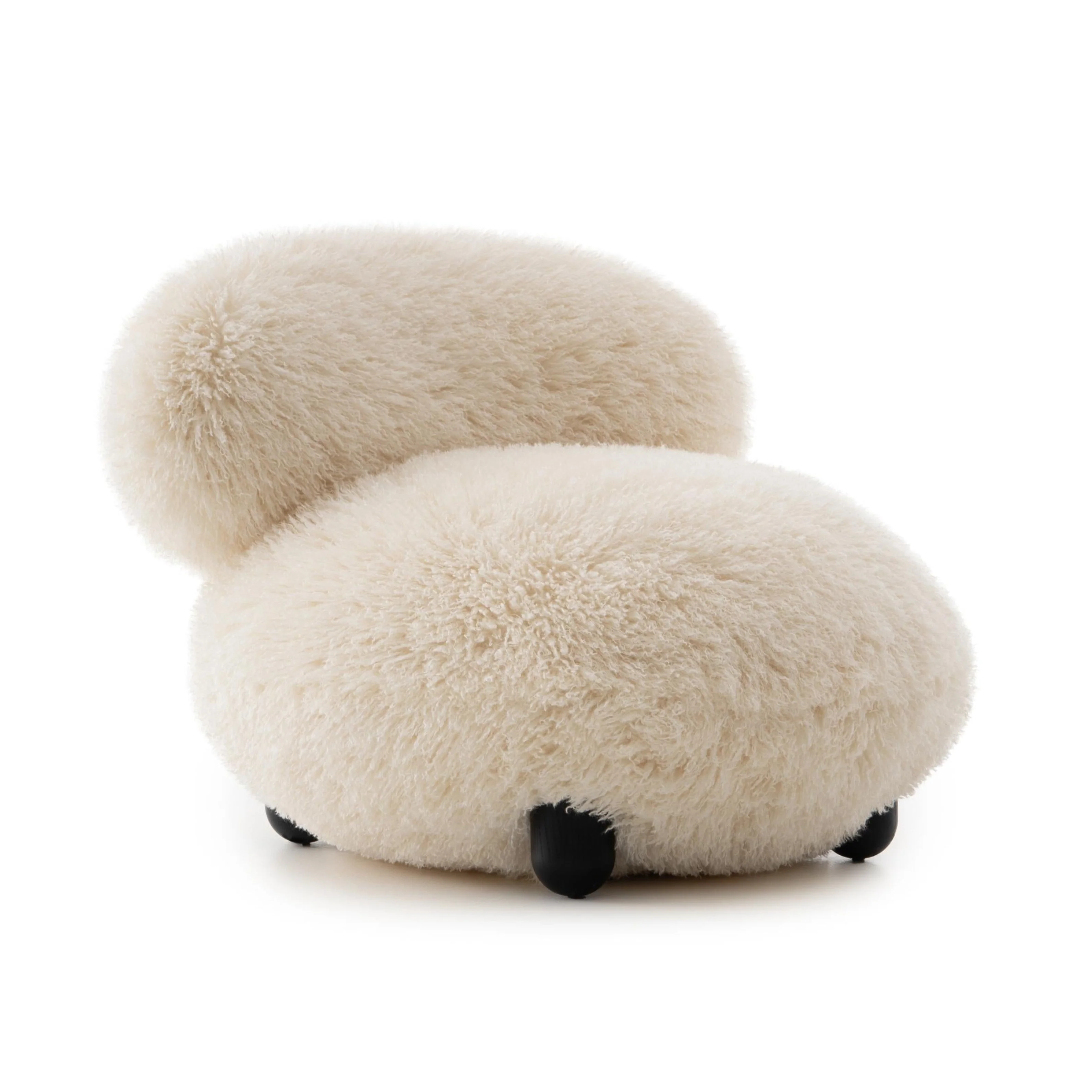 Fotel FLOCK - FLUFFY EDITION sztuczne futerko z drewnianą podstawą