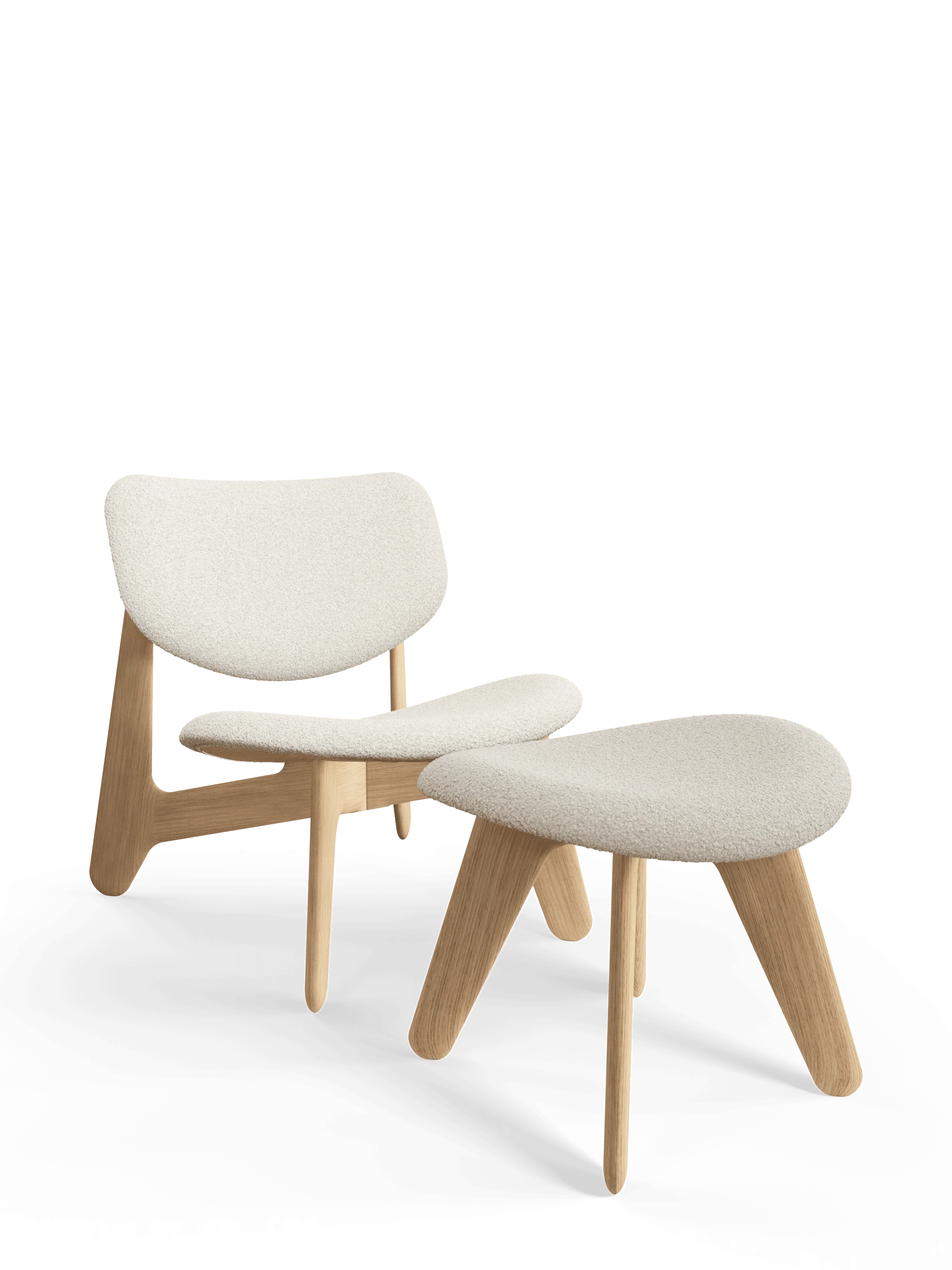 Fotel SLAB beżowy boucle z dębową podstawą - Image 12