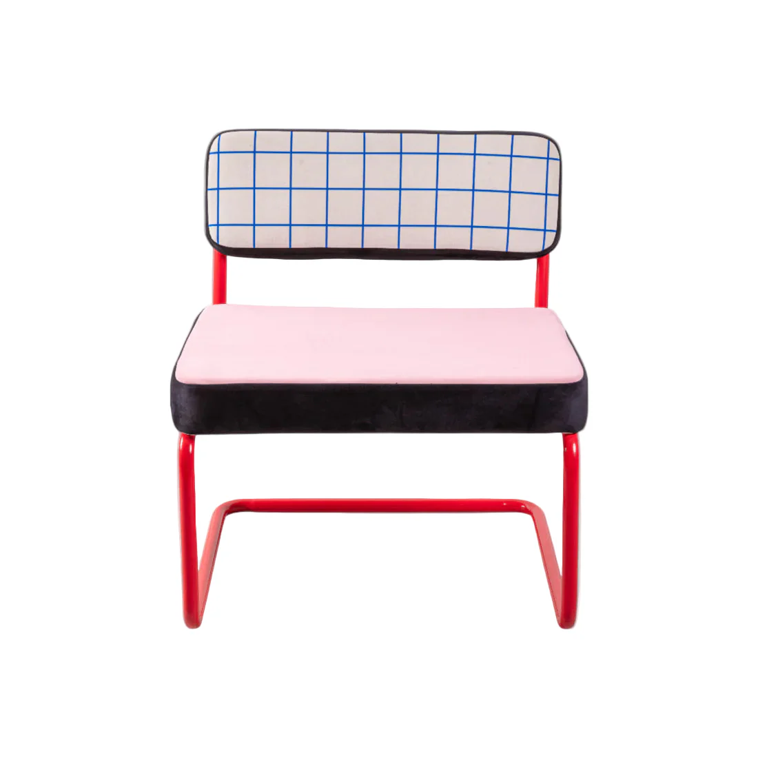 Fotel SUPERLOUNGE CHAIR BLUE GRID różowy z czerwoną podstawą - Image 3