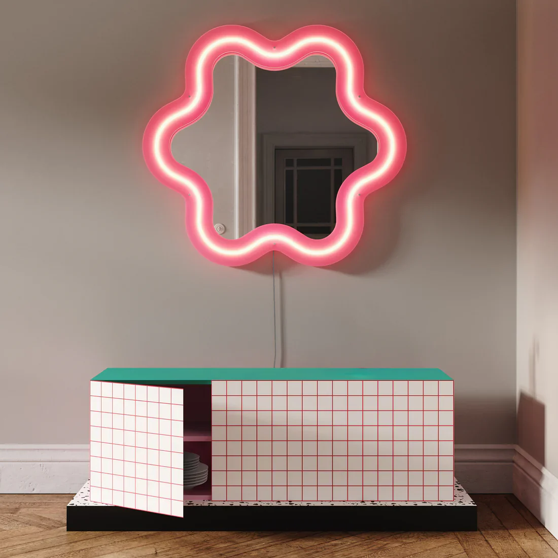 Komoda SUPERCABINET RED GRID biały z turkusowym - Image 2