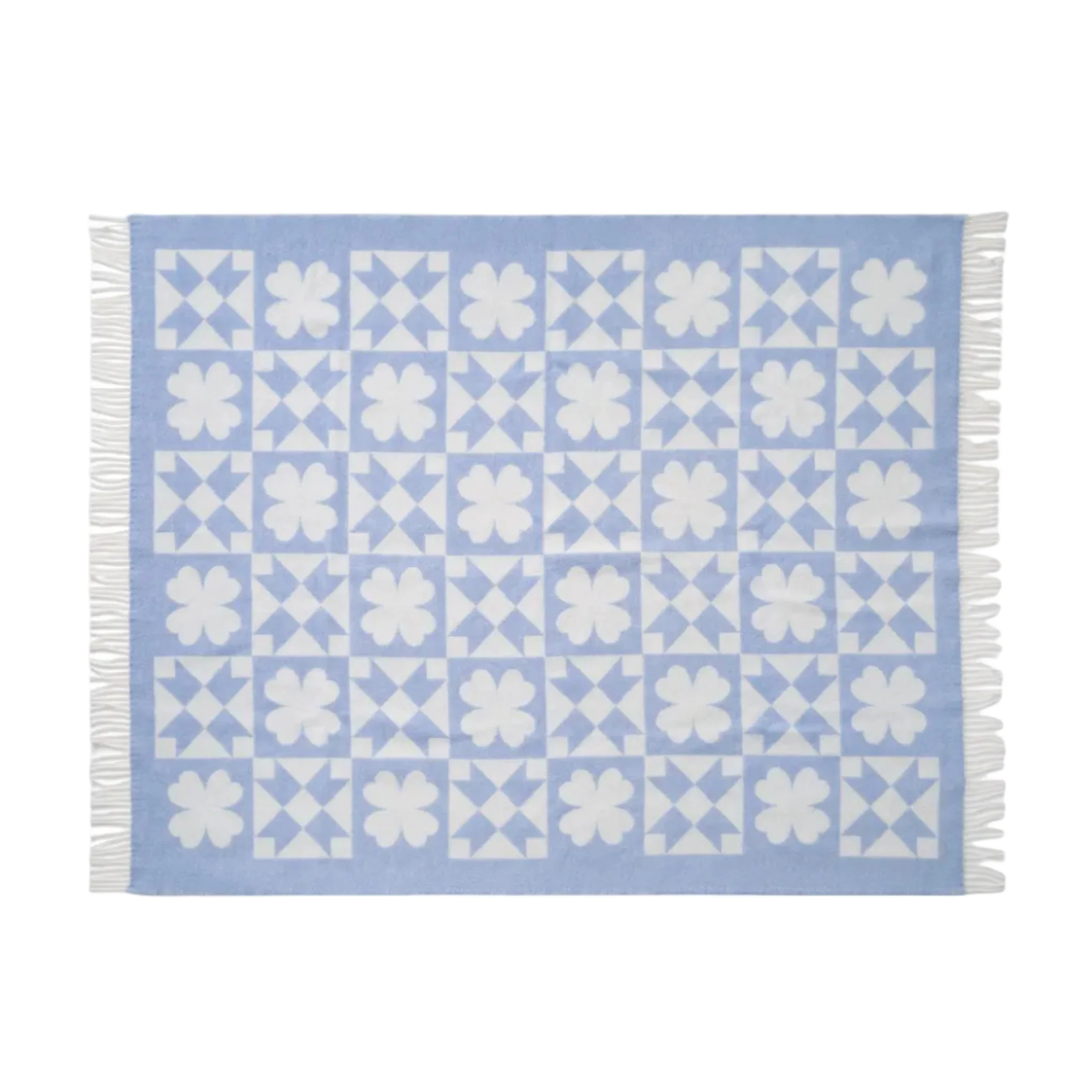 Koc QUILT niebieski z białym