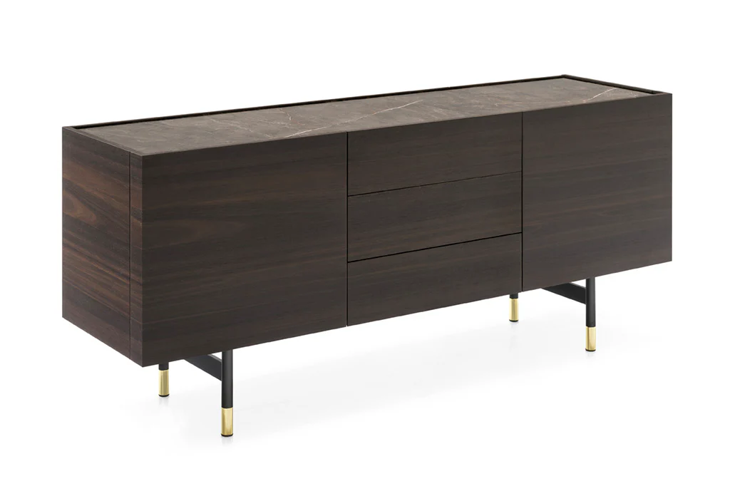 Komoda HORIZON ciemne drewno z brązowym blatem - Image 3