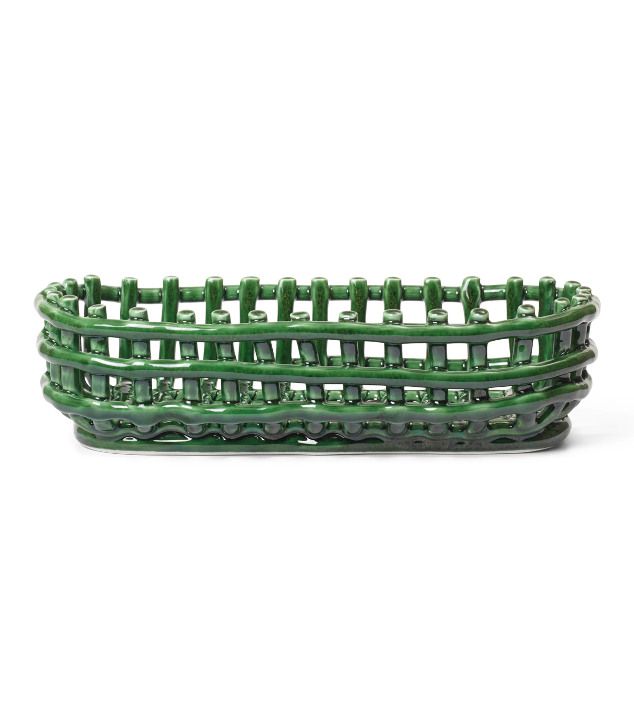 Koszyk CERAMIC BASKET OVAL zielony