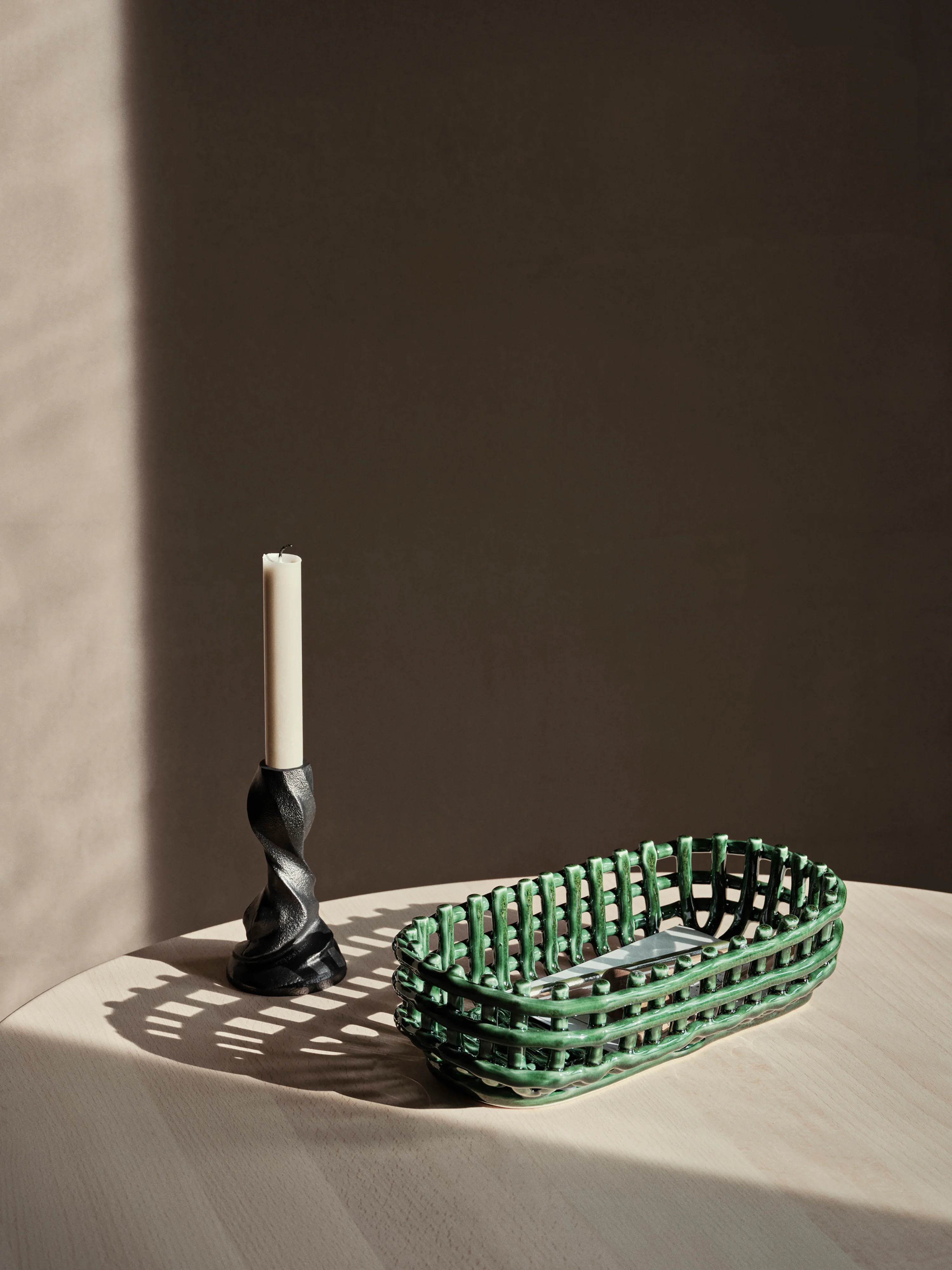 Koszyk CERAMIC BASKET OVAL zielony - Image 2