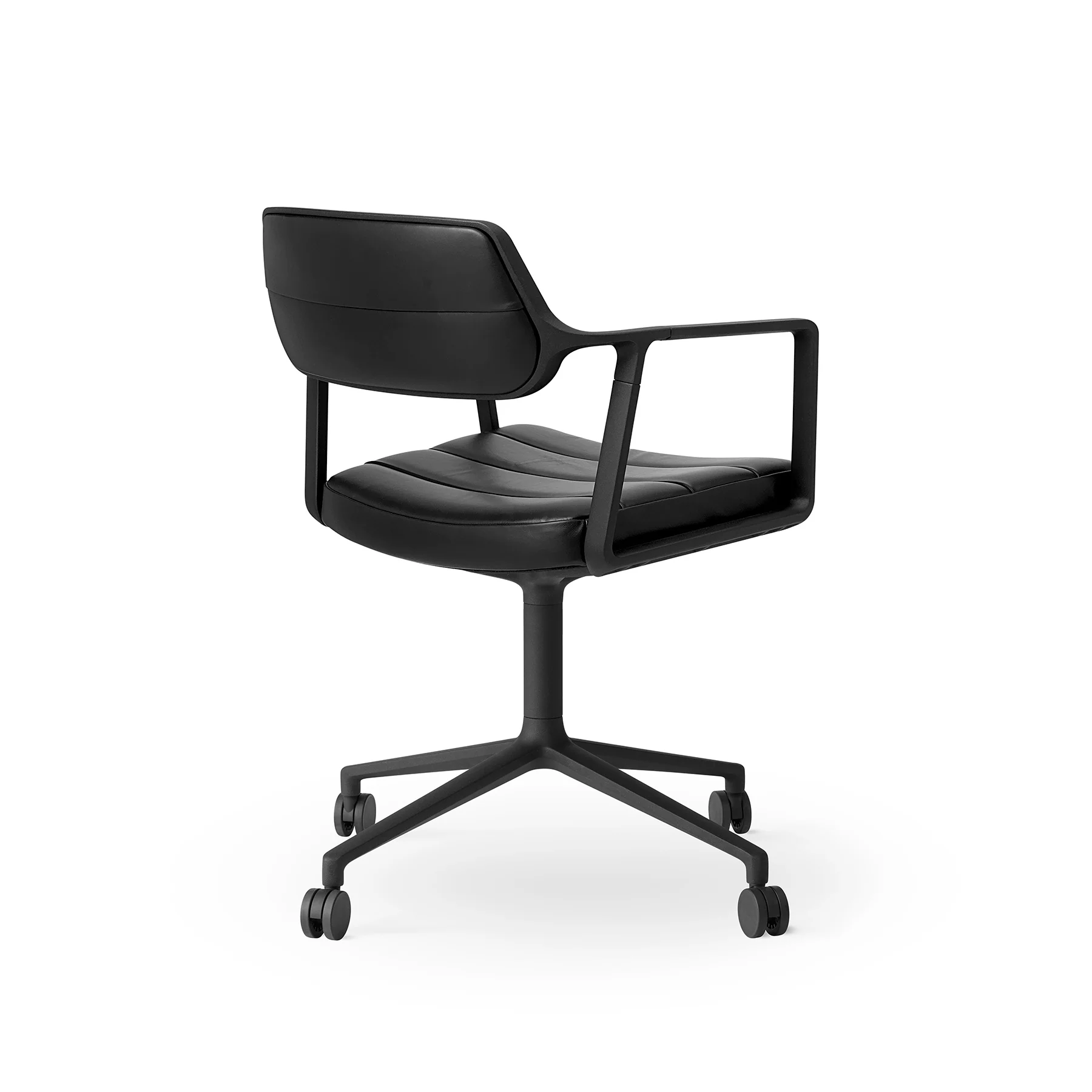 Krzesło biurowe 453 czarna skóra z czarną metalową podstawą - Image 6