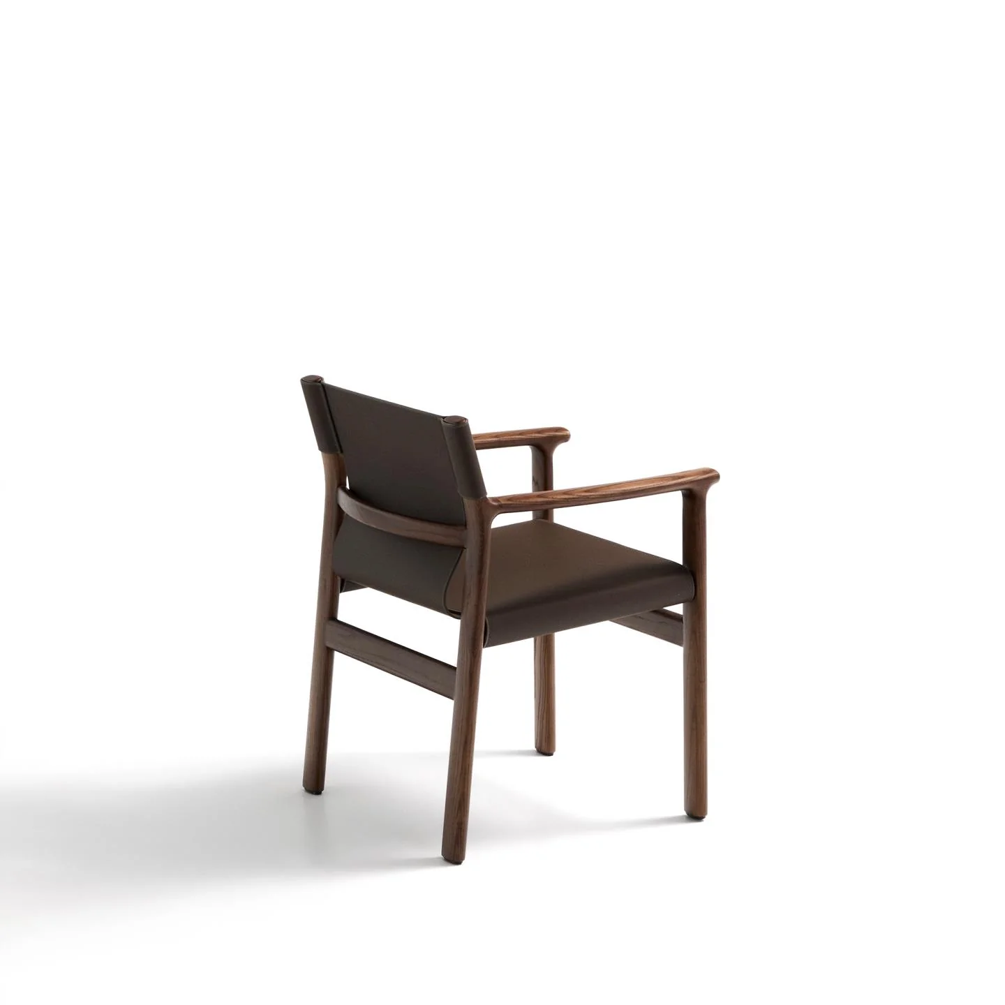 Krzesło JAN brązowa skóra z recyklingu z ciemnym drewnem jesionowym - Image 4