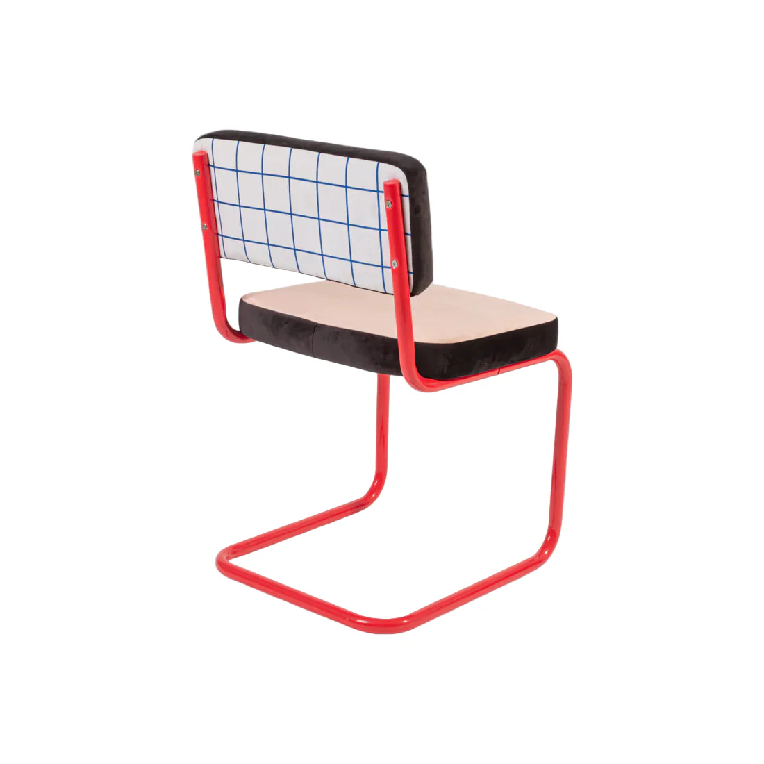 Krzesło SUPERCHAIR BLUE GRID łososiowy z czerwoną podstawą - Image 4