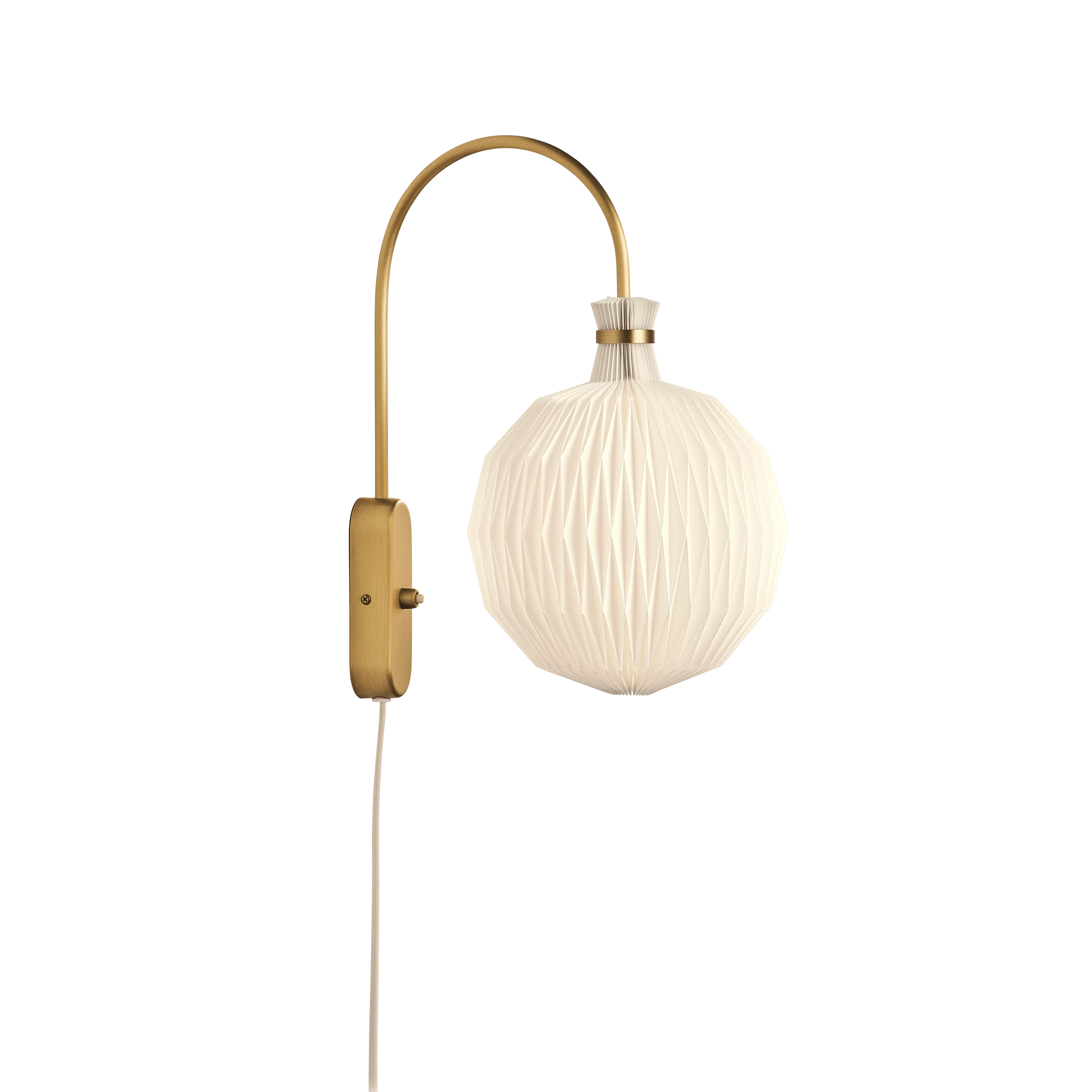 Lampa ścienna MODEL 201 biały z mosiężną podstawą