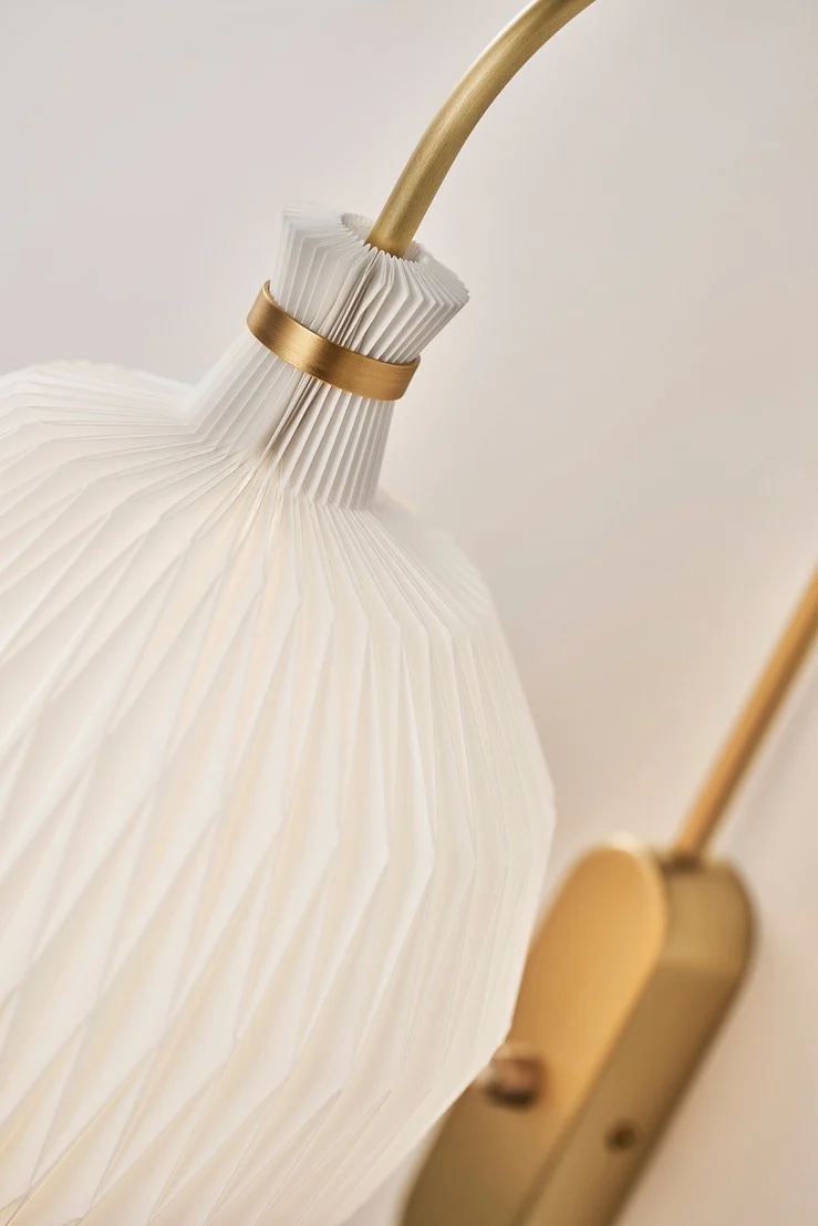 Lampa ścienna MODEL 201 biały z mosiężną podstawą - Image 6