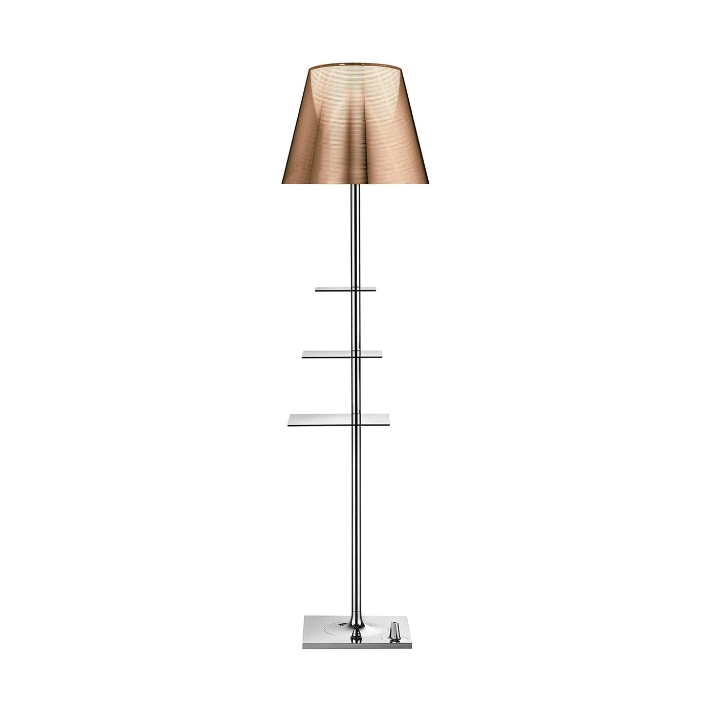 Lampa podłogowa BIBLIOTHEQUE NATIONALE srebrny z brązowym abażurem