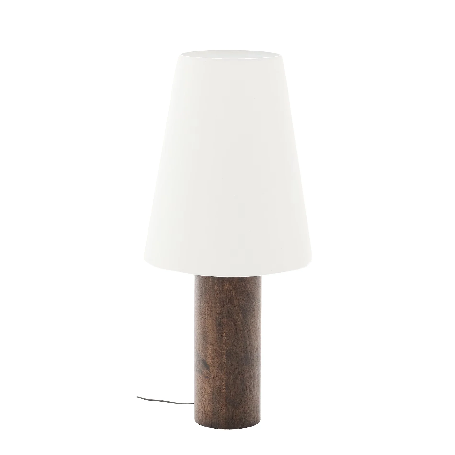 Lampa podłogowa MARGA ciemne drewno kauczukowe z białym kloszem