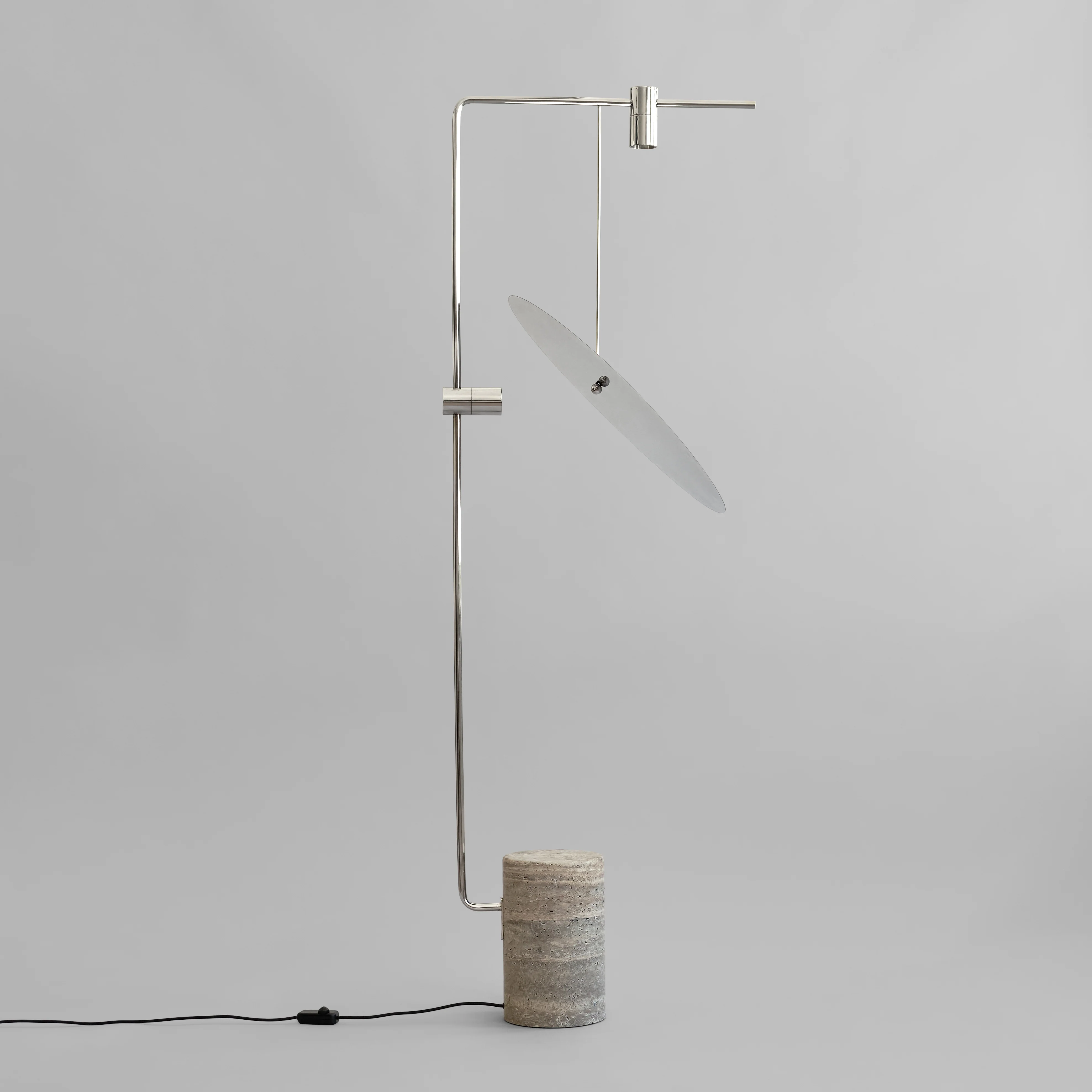 Lampa podłogowa MOON chrom i trawertyn - Image 4