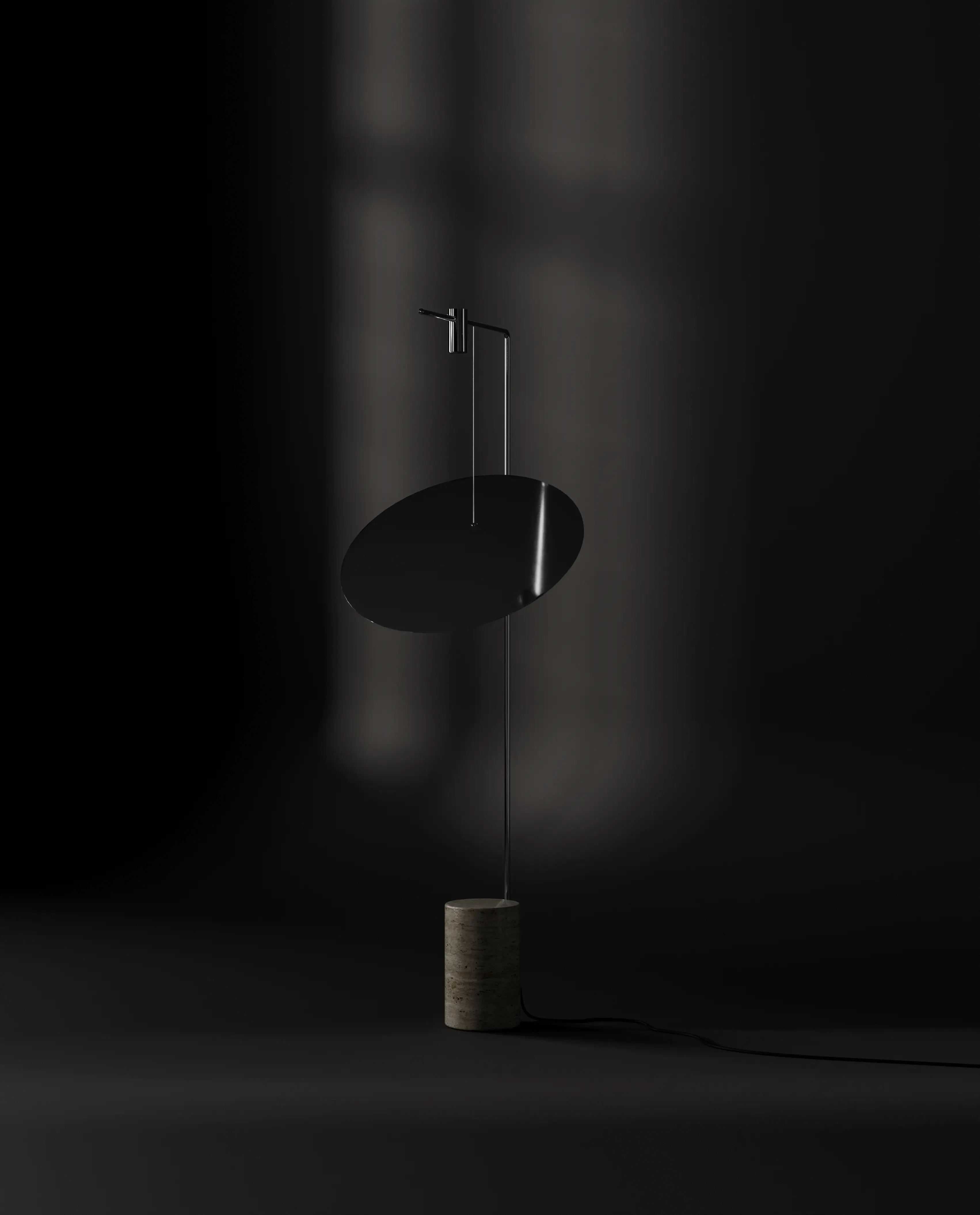 Lampa podłogowa MOON chrom i trawertyn - Image 9
