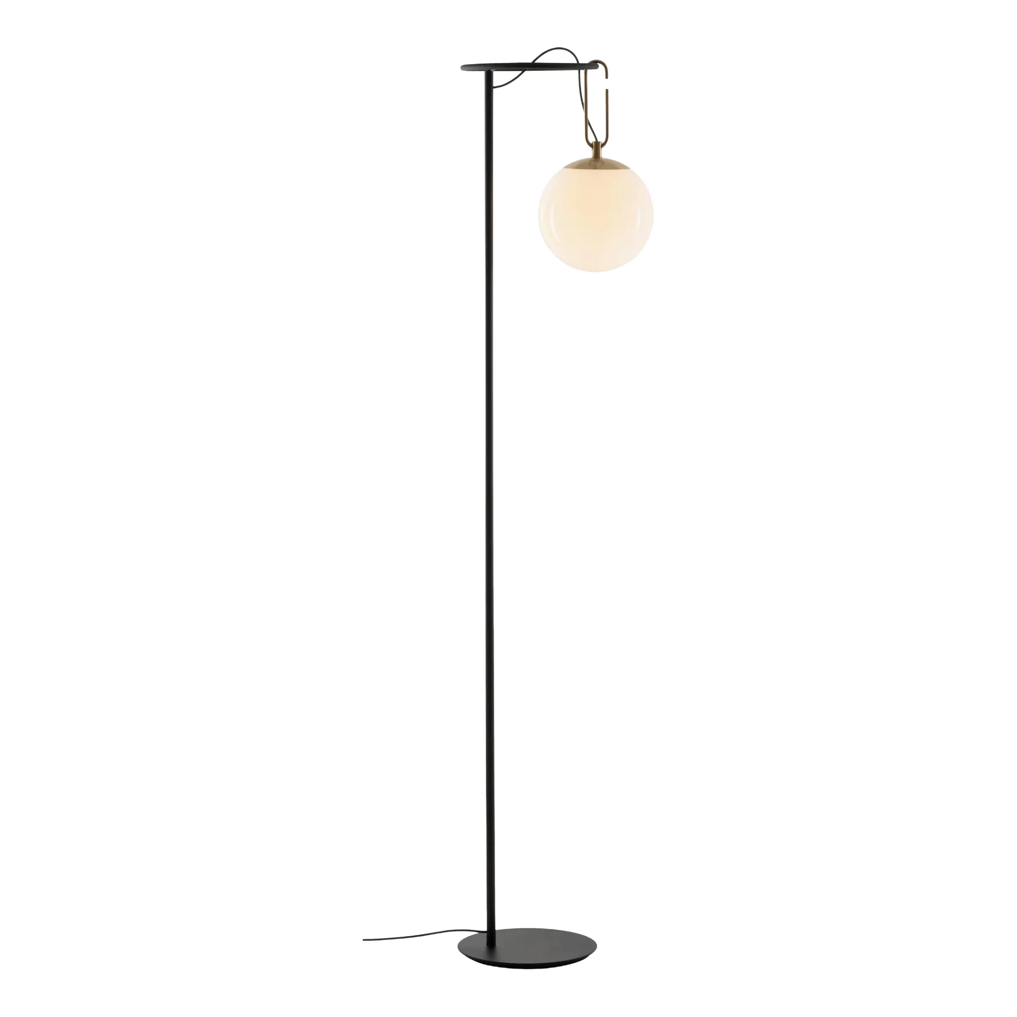 Lampa podłogowa NH czarny z mosiężnym i białym