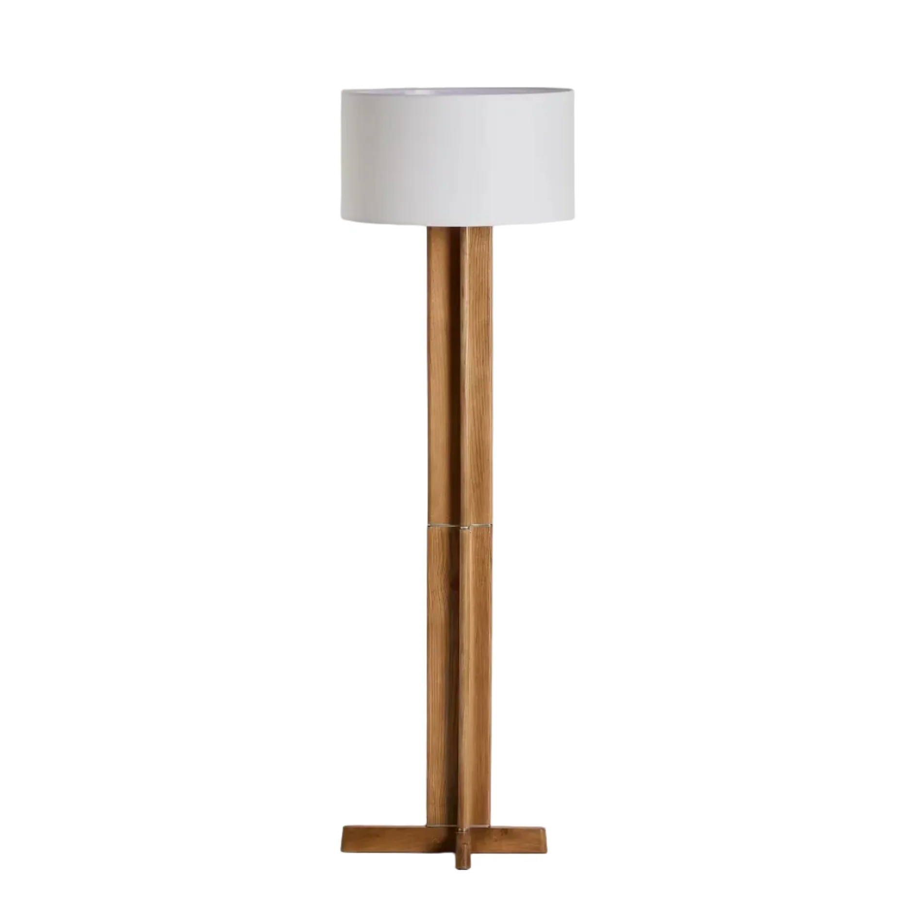 Lampa podłogowa NIANI szary z drewnianą podstawą