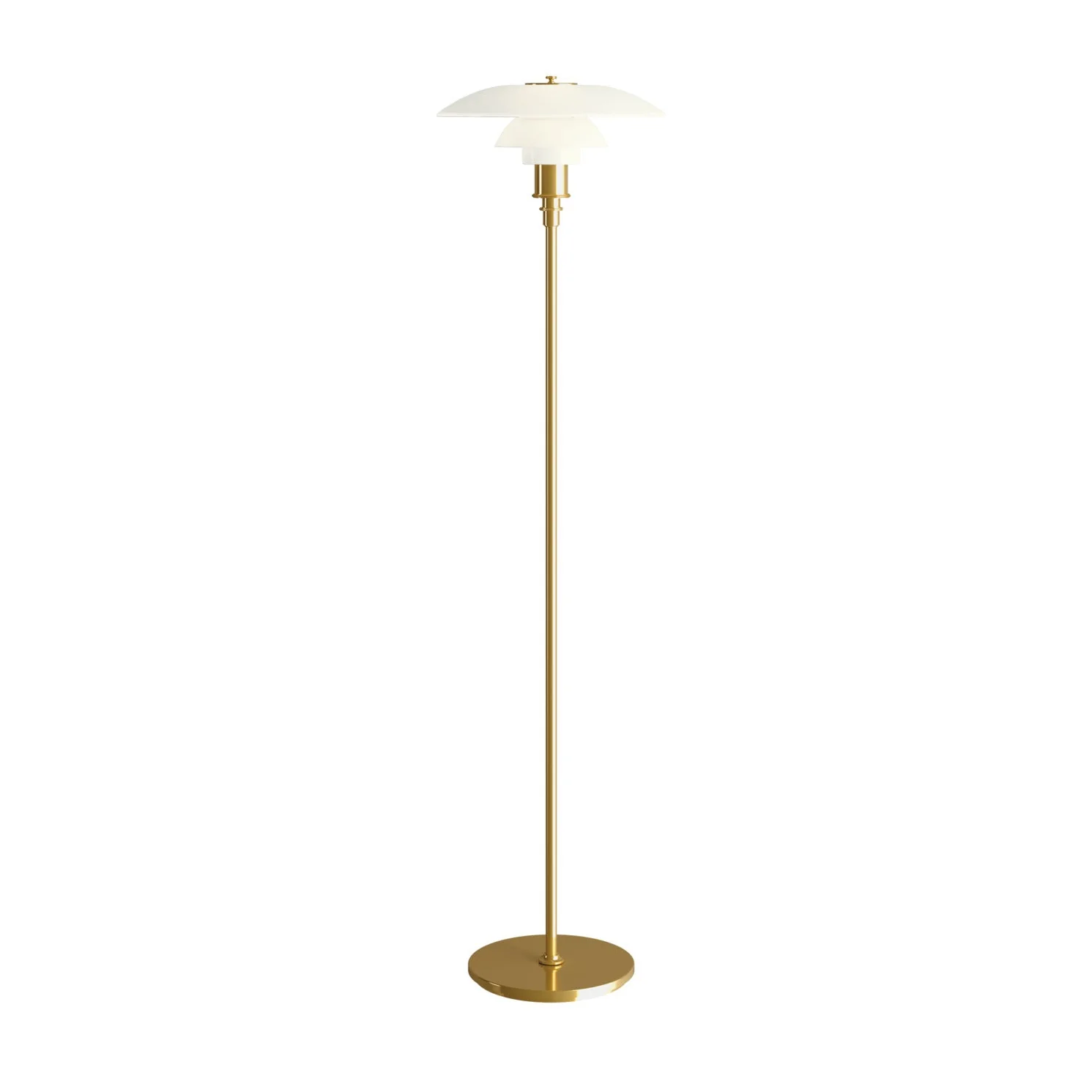 Lampa podłogowa PH 3½-2½ biały z mosiężną podstawą