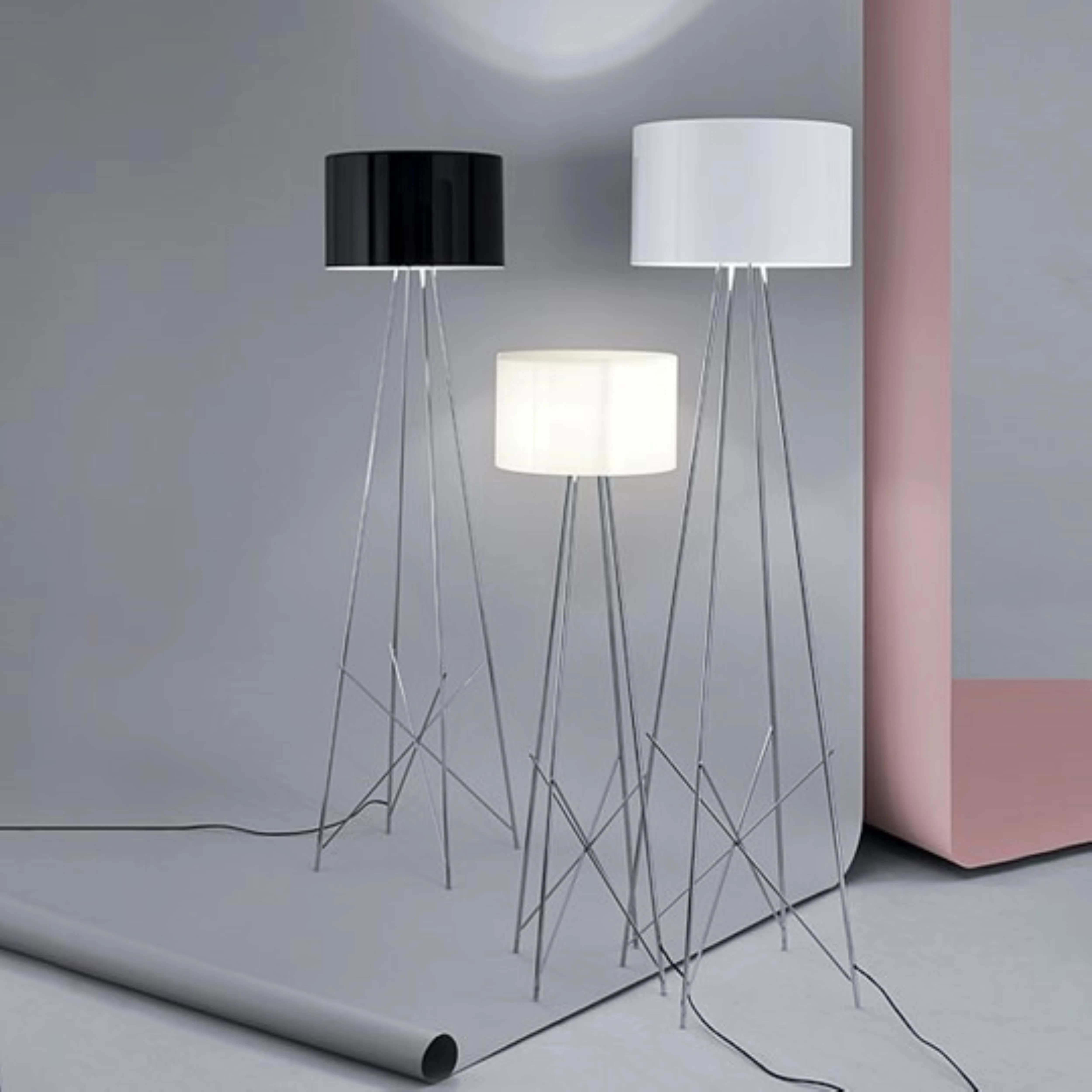 Lampa podłogowa RAY biały z metalową podstawą - Image 4