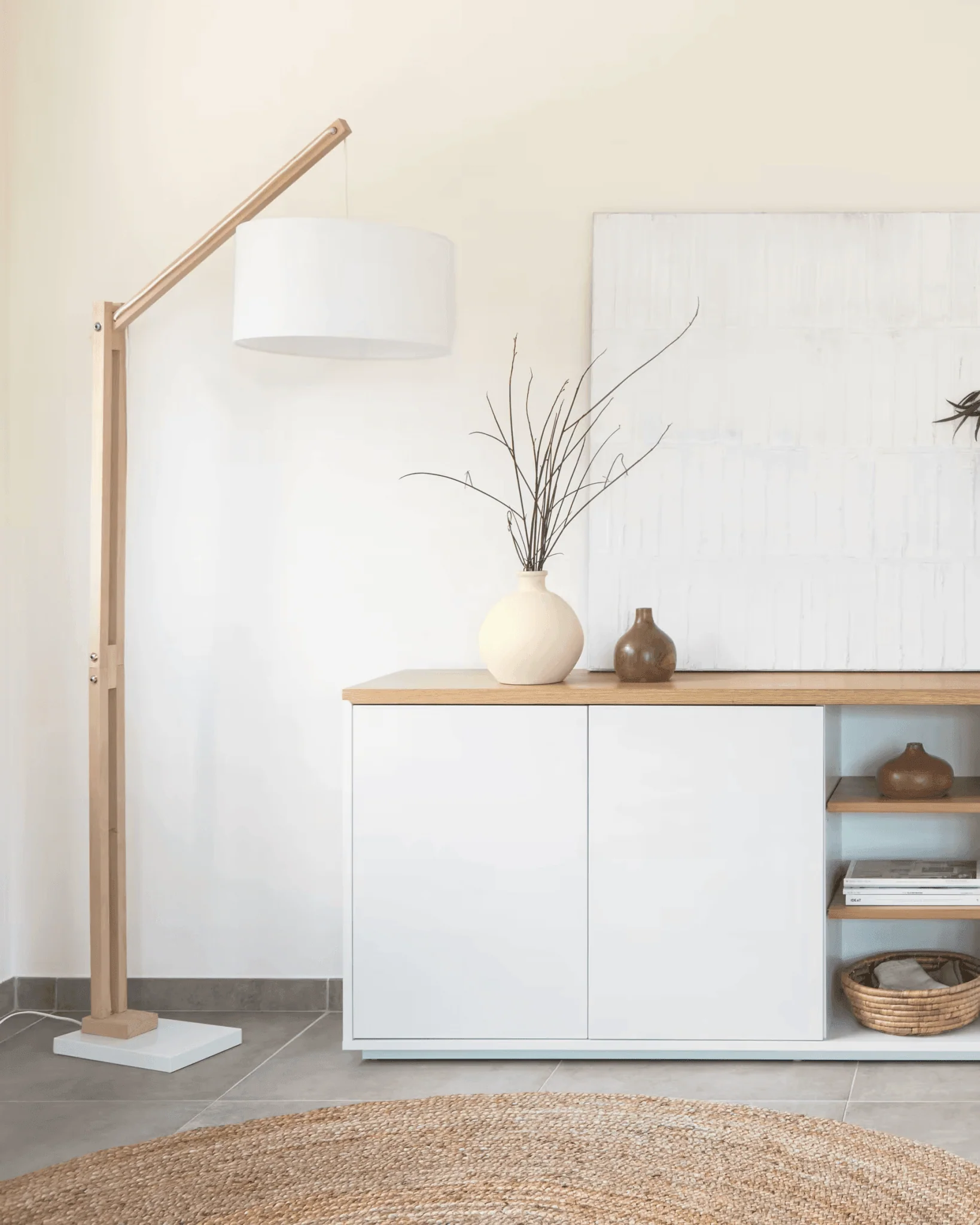 Lampa podłogowa na wysięgniku RIAZ lite drewno bukowe - Image 10