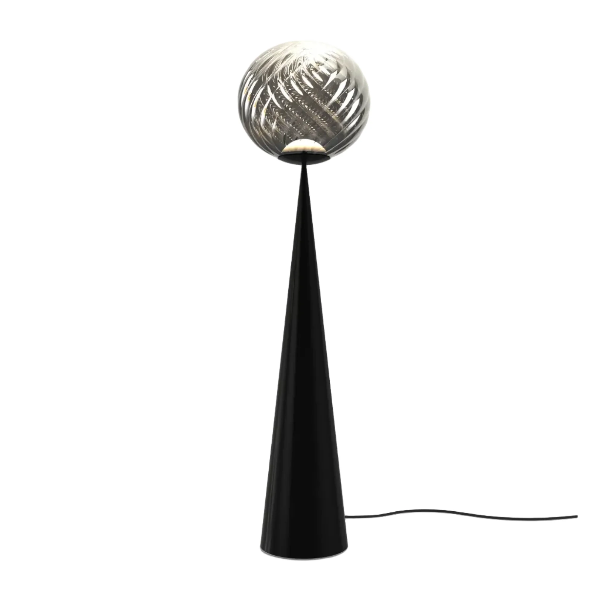 Lampa podłogowa WHIRL FAT CONE srebrny z czarną podstawą