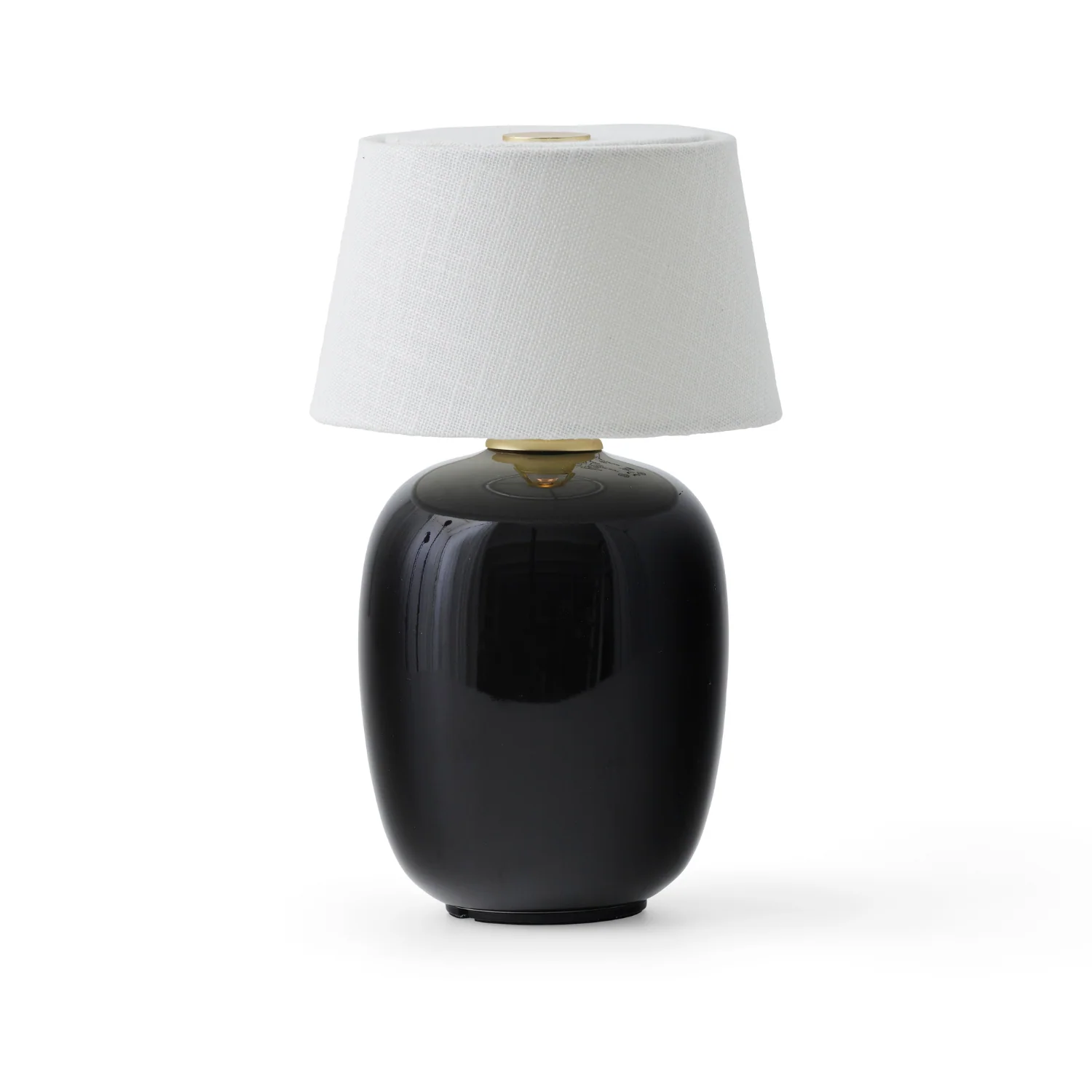 Lampa przenośna TORSO czarna ceramika z białym kloszem