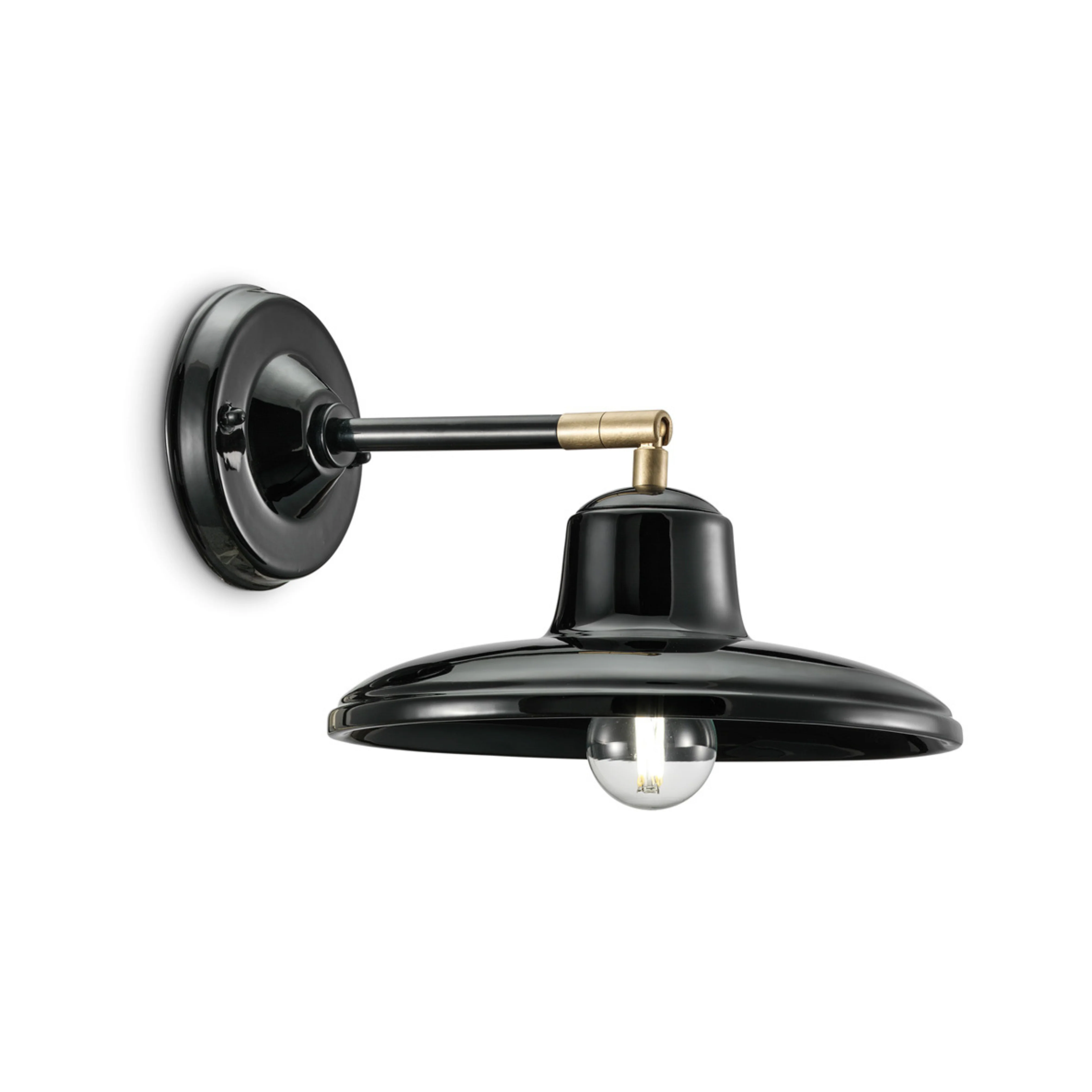 Lampa ścienna ceramiczna B&W czarny z mosiężnym wykończeniem