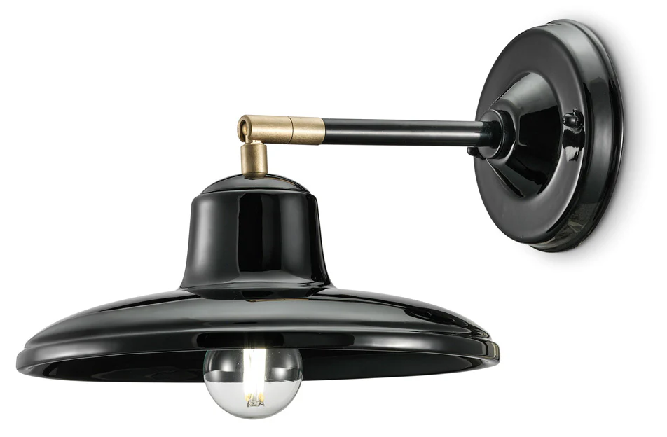 Lampa ścienna ceramiczna B&W czarny z mosiężnym wykończeniem - Image 3