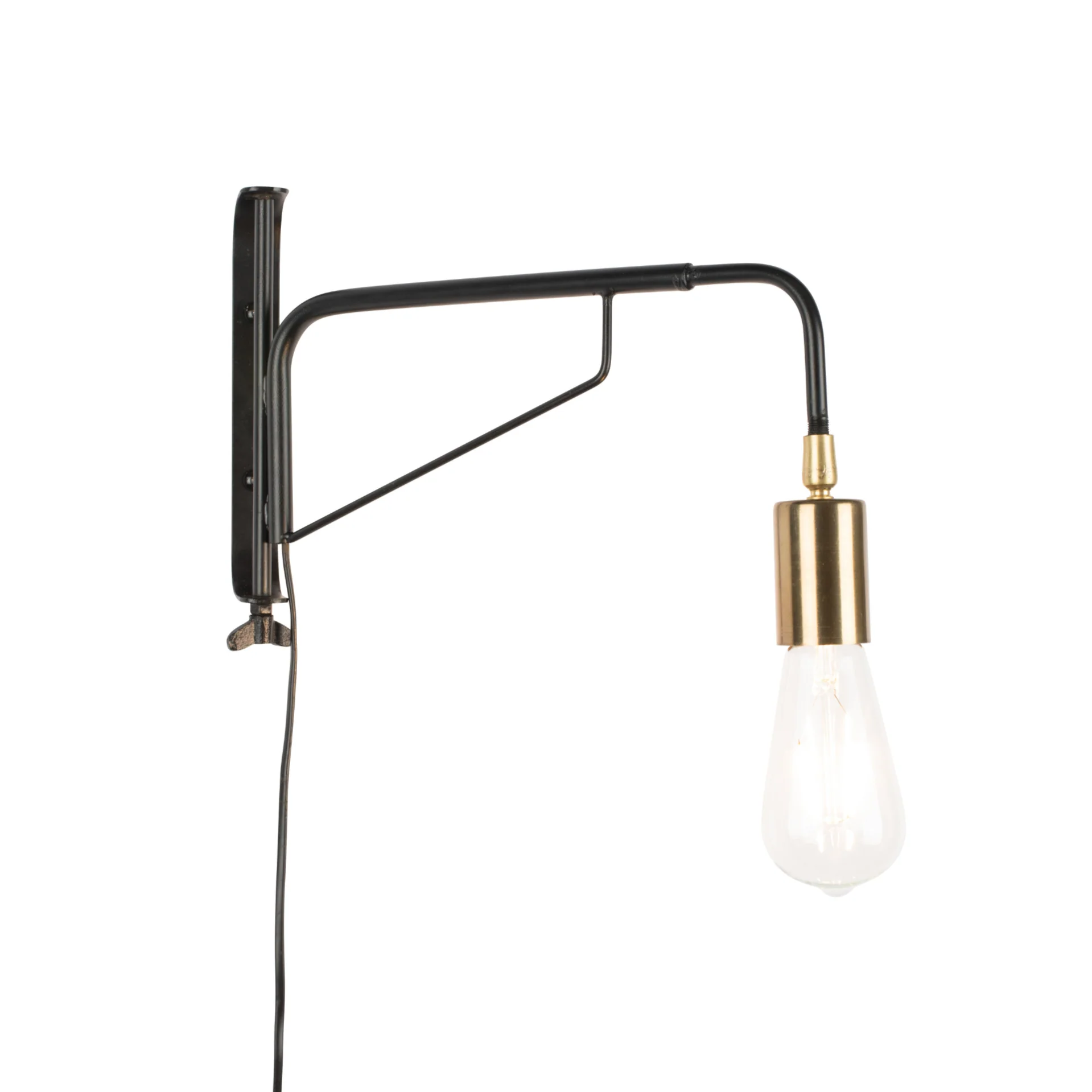 Lampa ścienna z wysięgnikiem LASSE czarny ze złotym