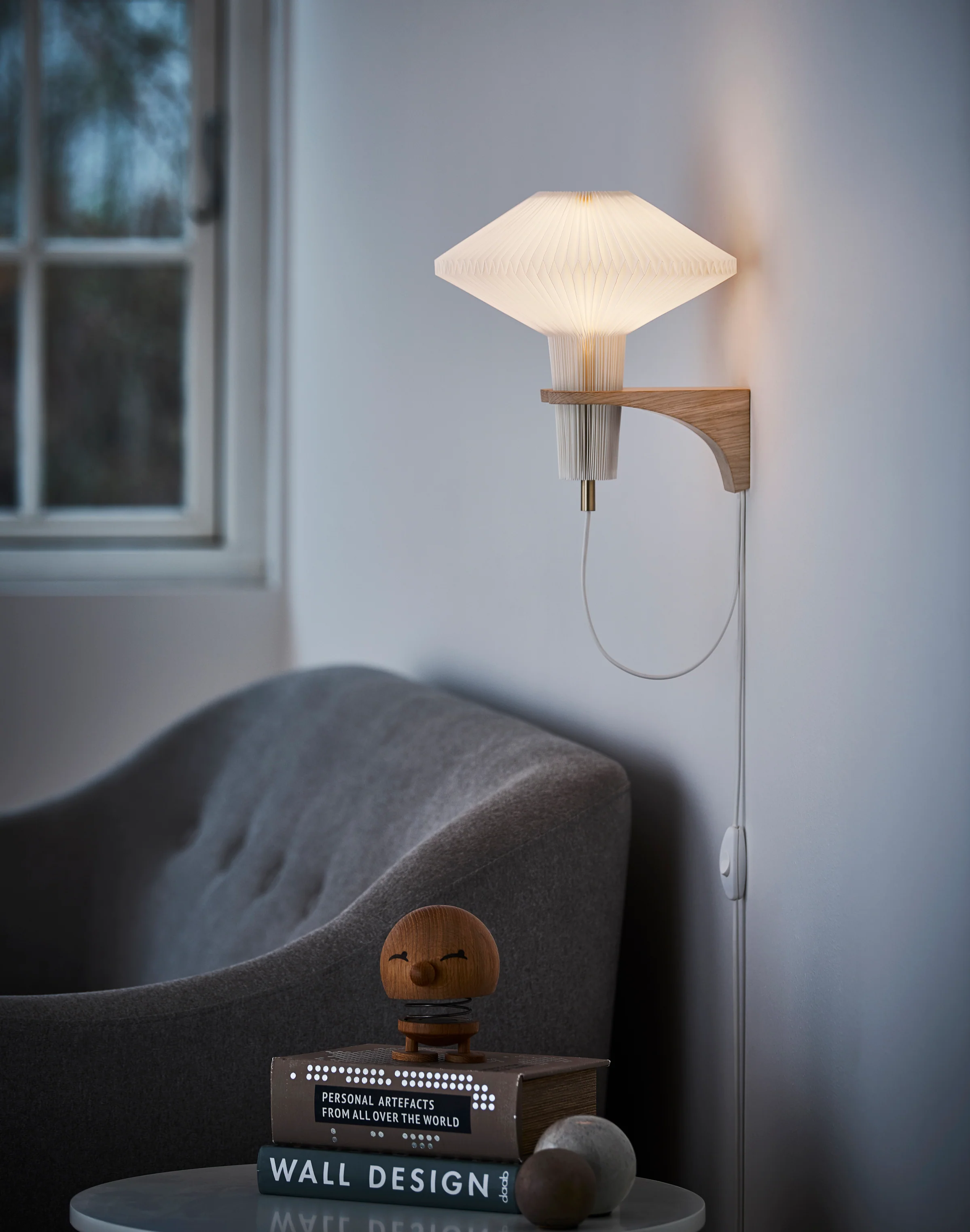 Lampa ścienna MODEL 204 MUSHROOM biały z jasną dębową podstawą - Image 14