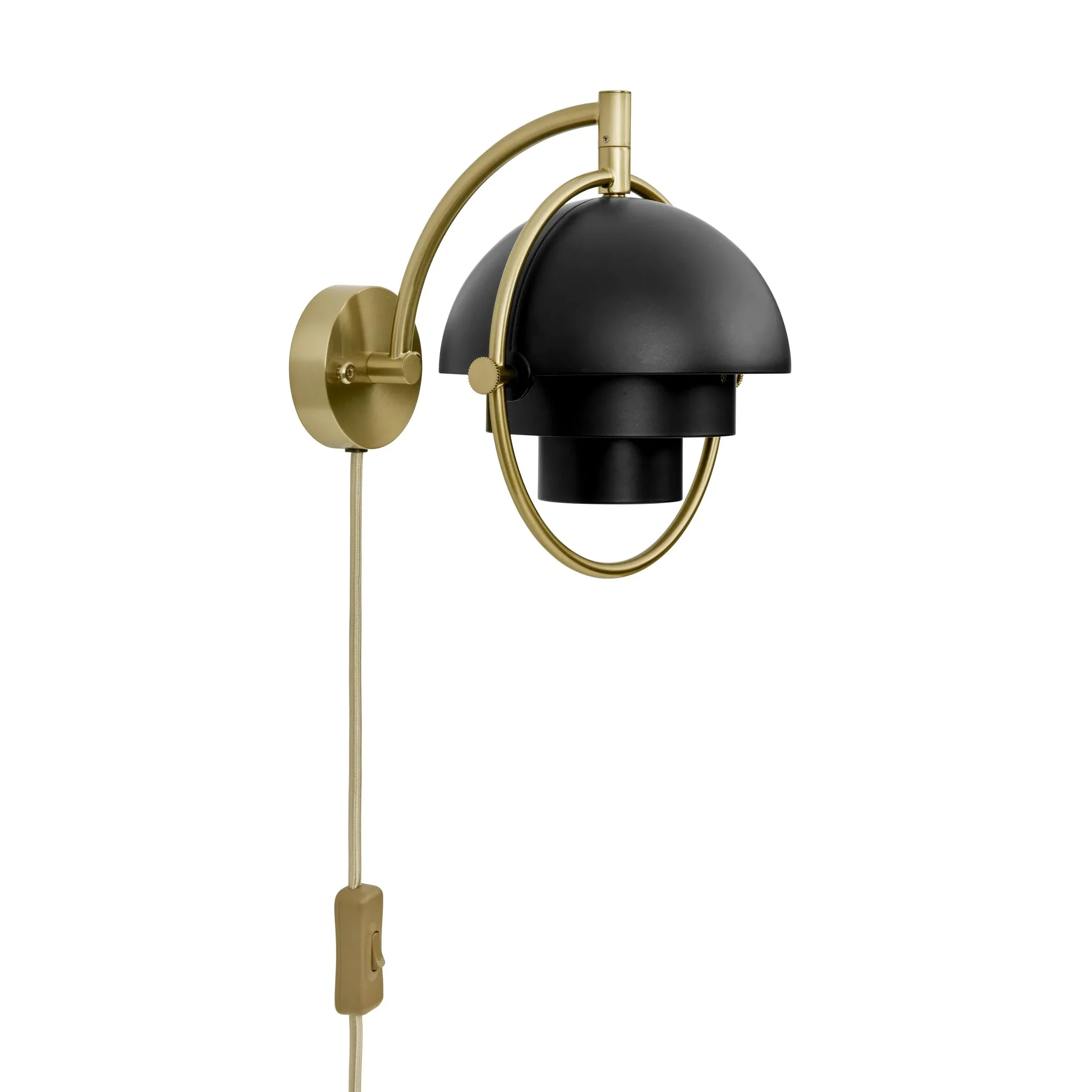Lampa ścienna MULTI-LITE czarny z mosiężną podstawą