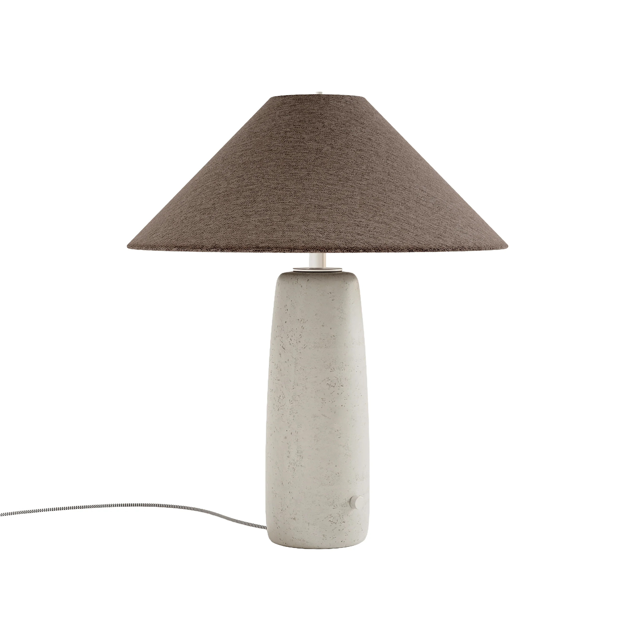 Lampa stołowa BATON beton z brązowym kloszem