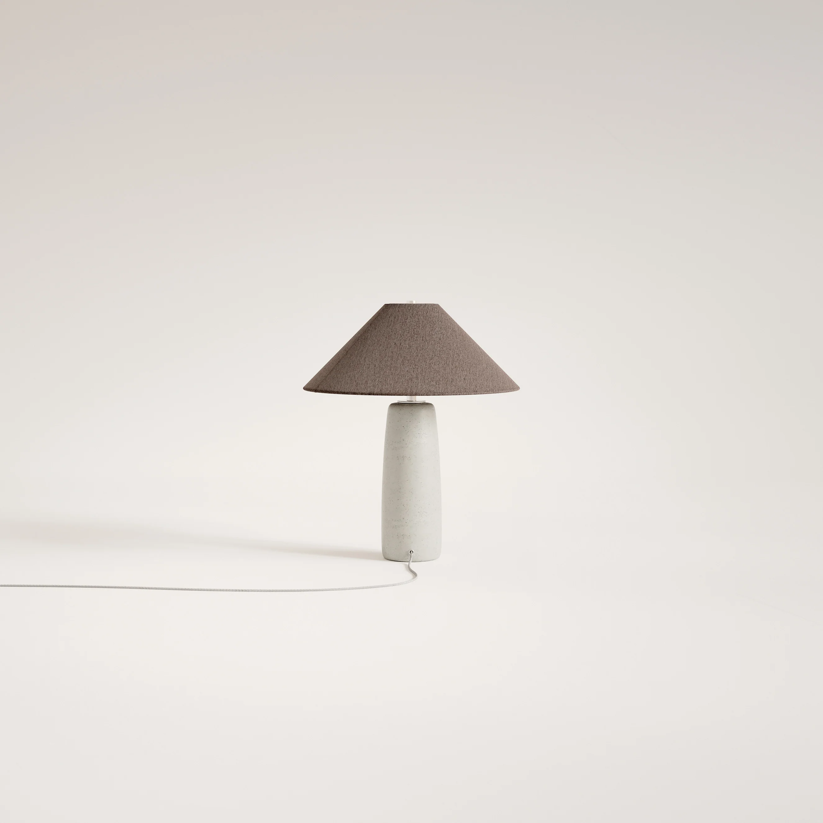 Lampa stołowa BATON beton z brązowym kloszem - Image 5