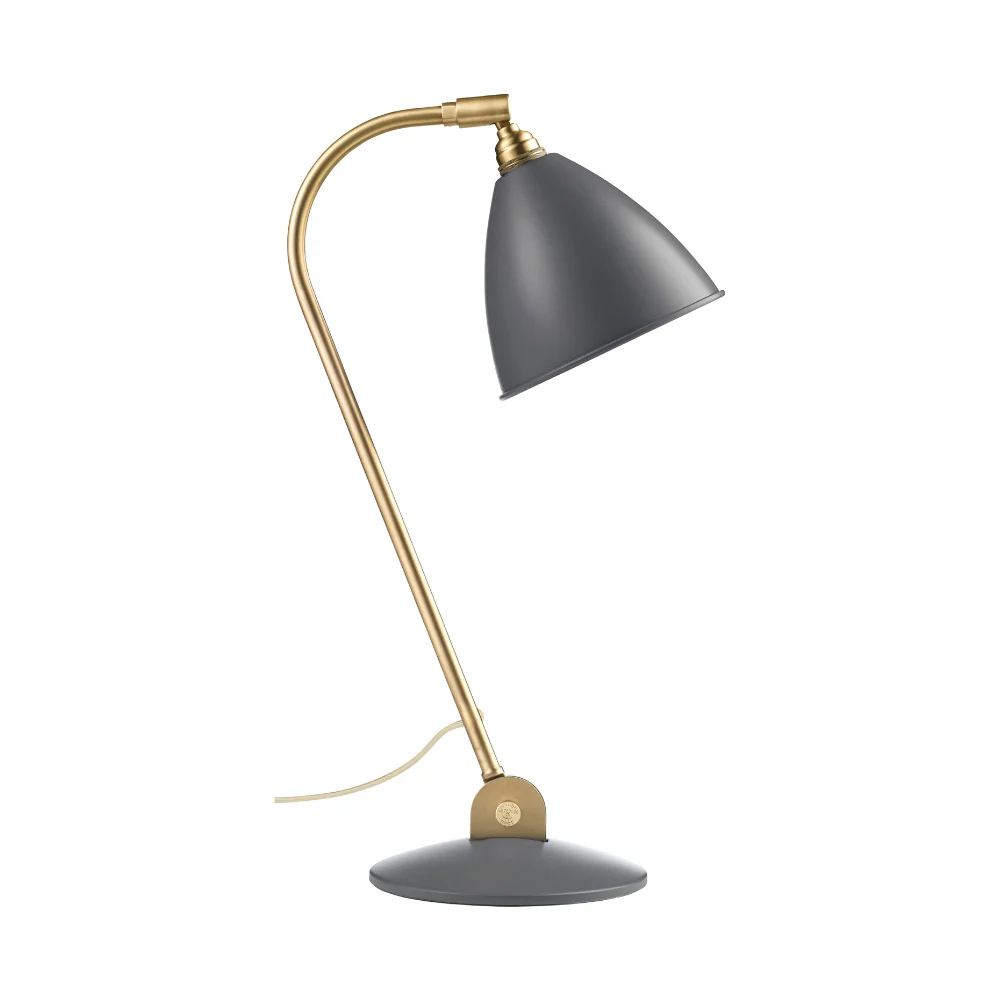 Lampa stołowa BESTLITE BL2 mosiądz z szarym kloszem