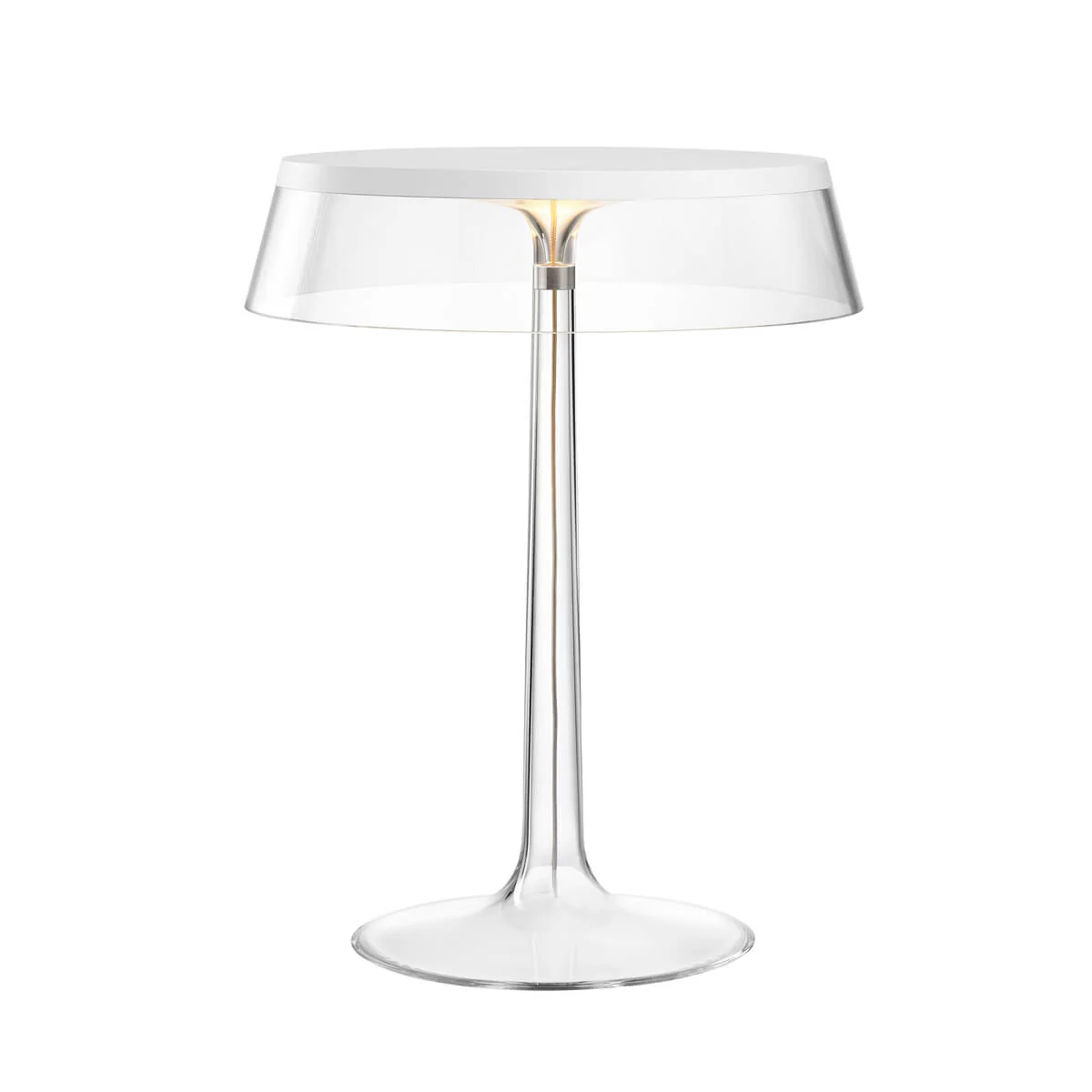 Lampa stołowa BON JOUR biały z transparentnym abażurem