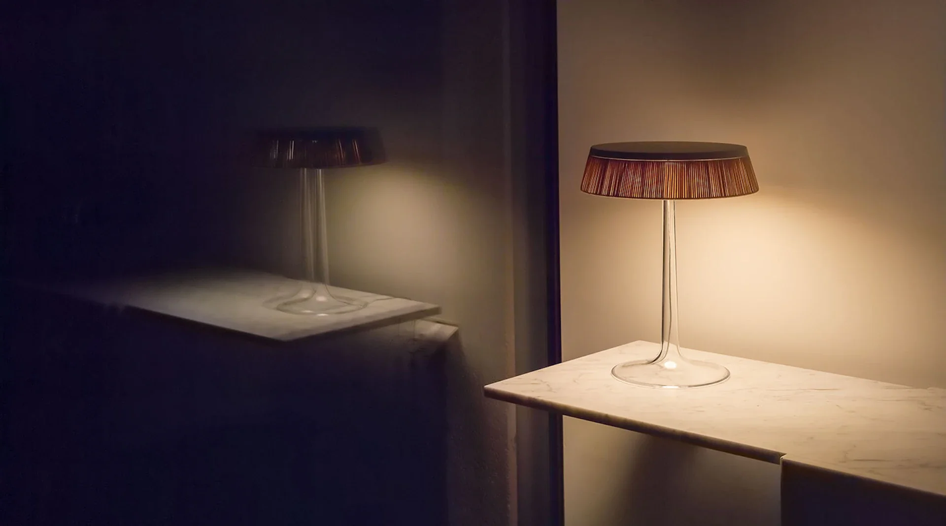 Lampa stołowa BON JOUR chrom z rattanowym abażurem - Image 2