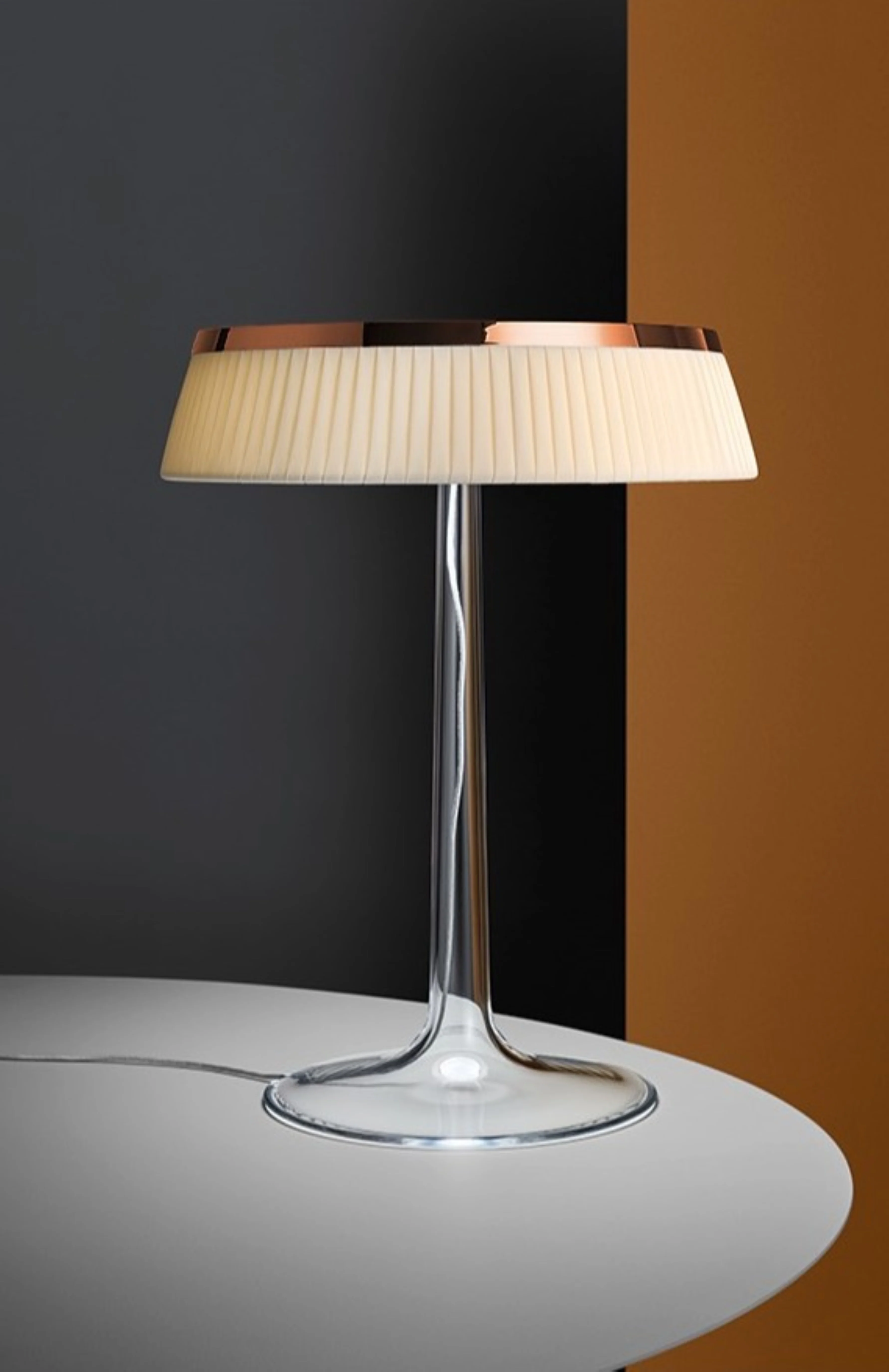 Lampa stołowa BON JOUR miedziany z materiałowym abażurem - Image 2