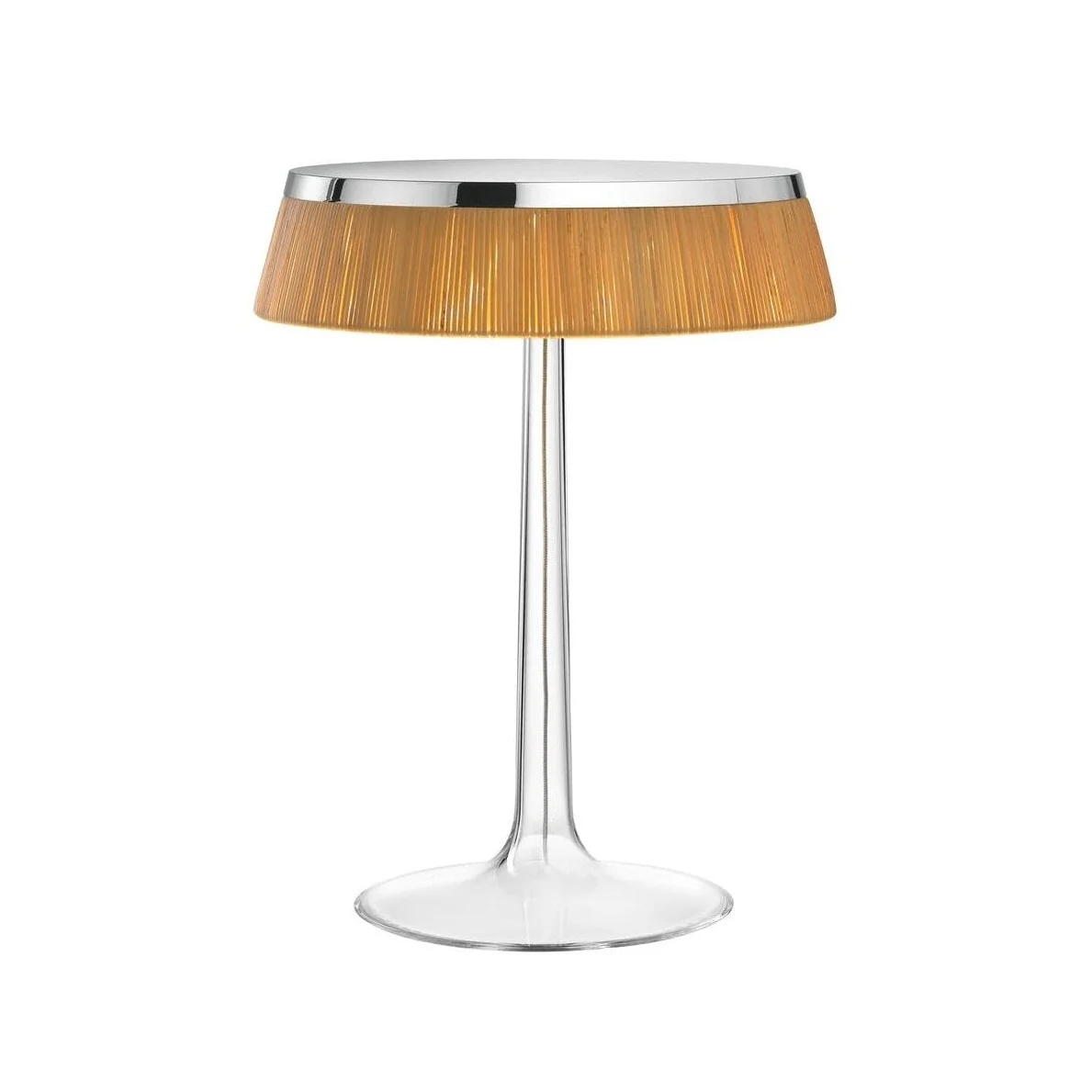 Lampa stołowa BON JOUR chrom z rattanowym abażurem