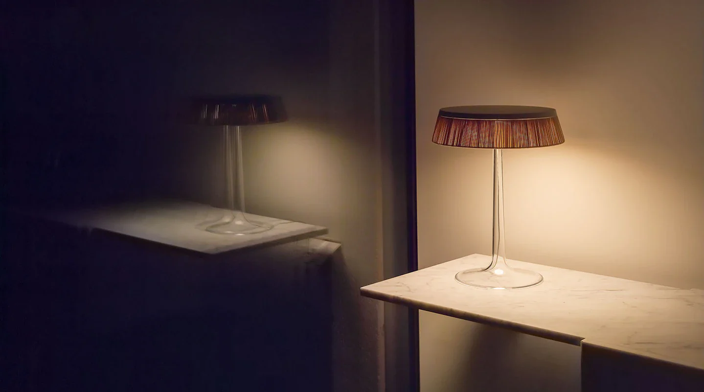 Lampa stołowa BON JOUR miedziany z rattanowym abażurem - Image 2