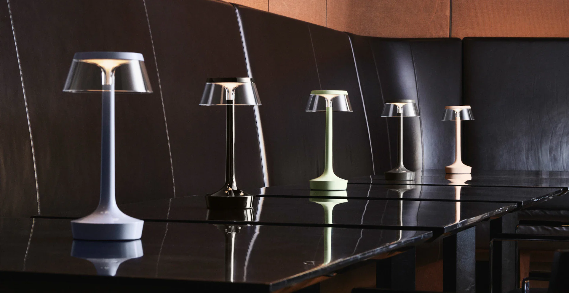 Lampa przenośna BON JOUR UNPLUGGED niebieski z transparentnym abażurem - Image 2