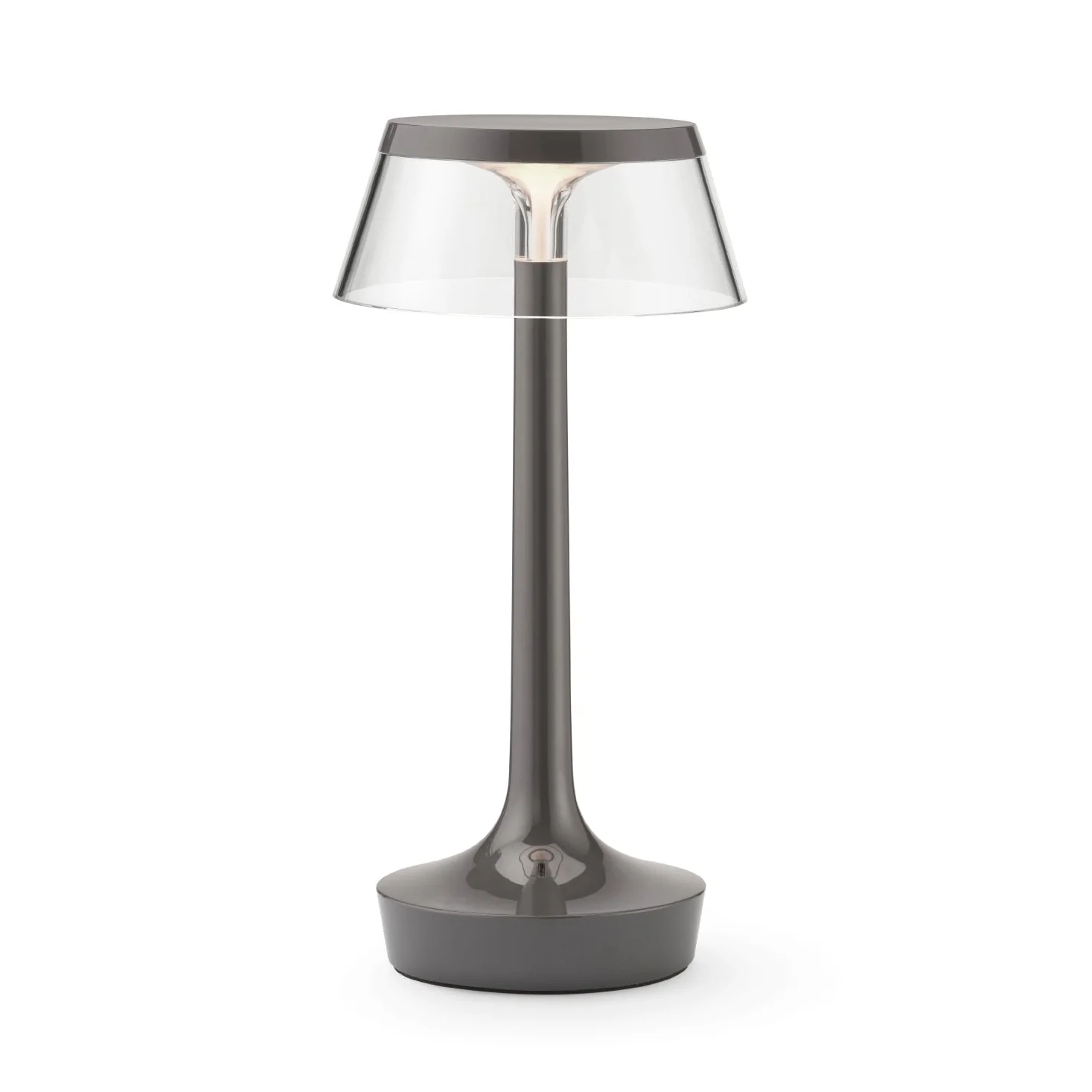 Lampa przenośna BON JOUR UNPLUGGED szary z transparentnym abażurem