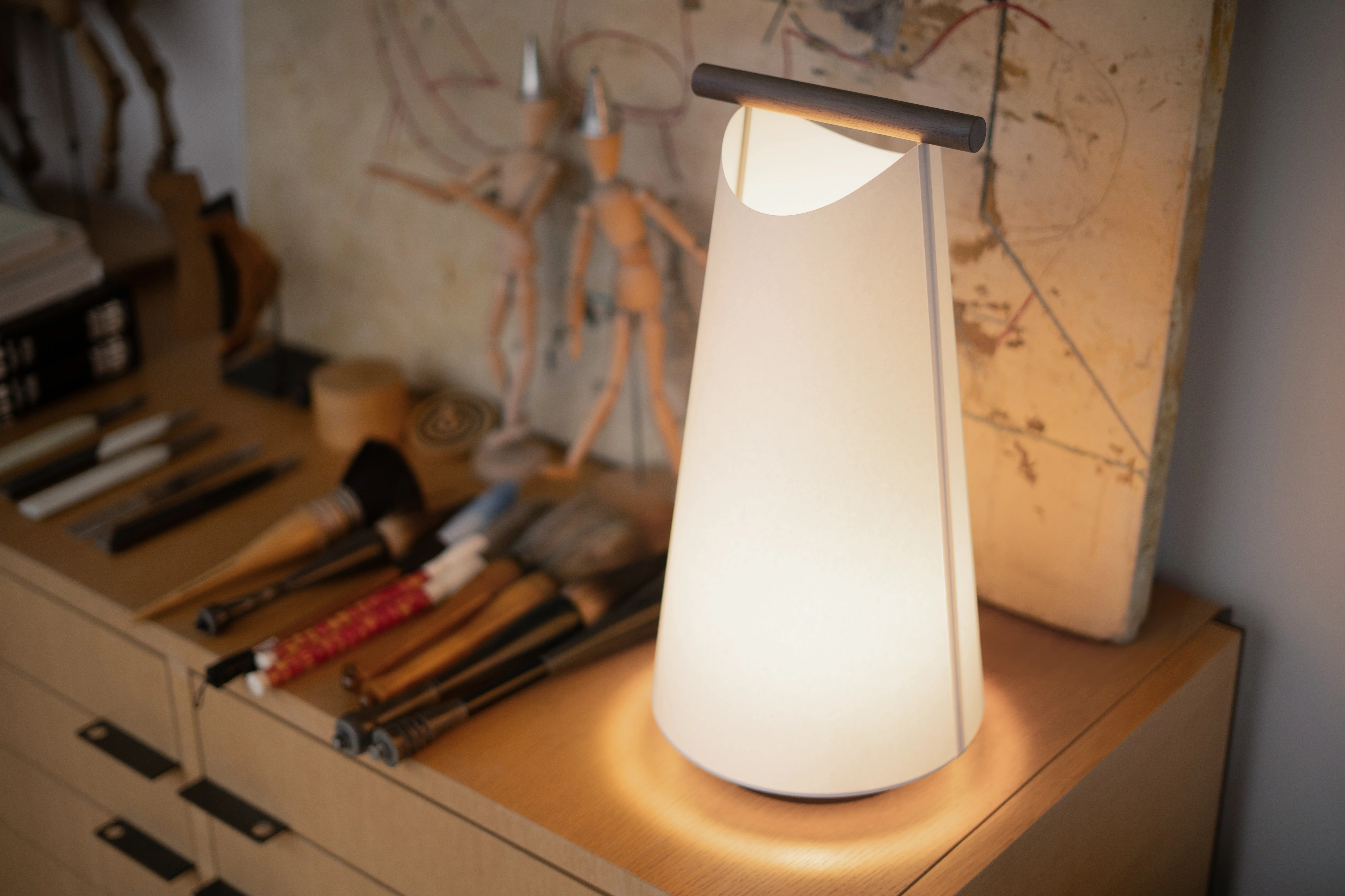 Lampa stołowa CATAY biały z drewnem dębowym - Image 4